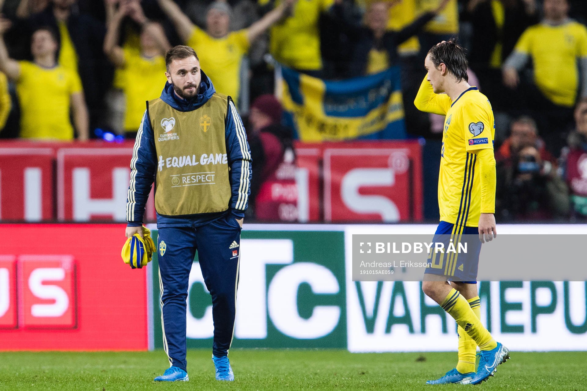 Muamer Tankovic and Kristoffer Olsson of Sweden looks