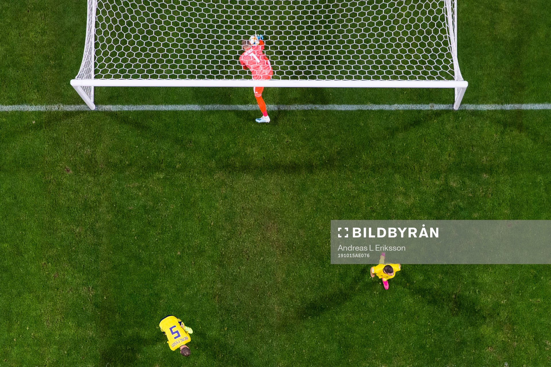 Goalkeeper Robin Olsen of Sweden takes the ball out of goal