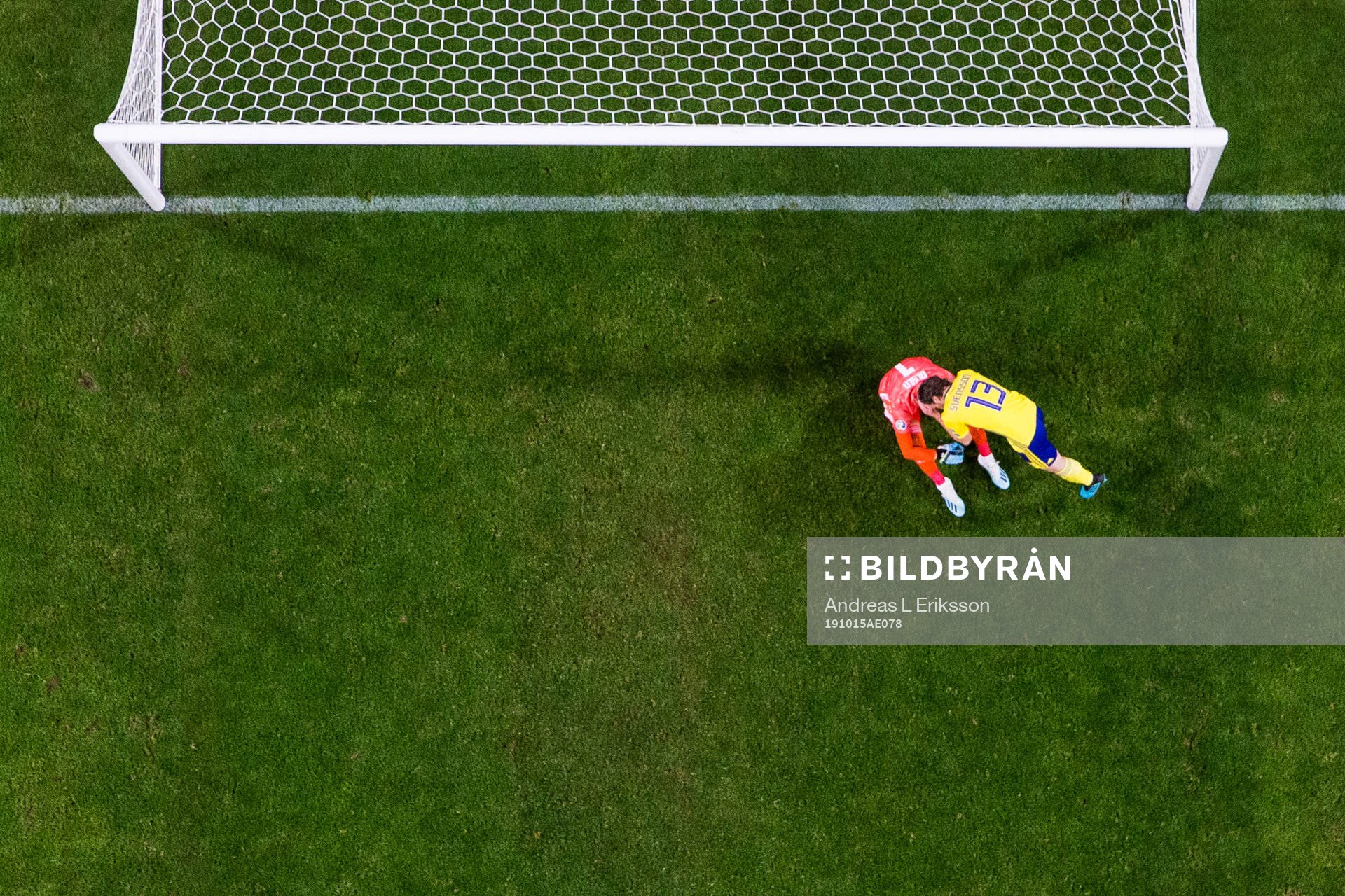 Goalkeeper Robin Olsen and Gustav Svensson of Sweden looks
