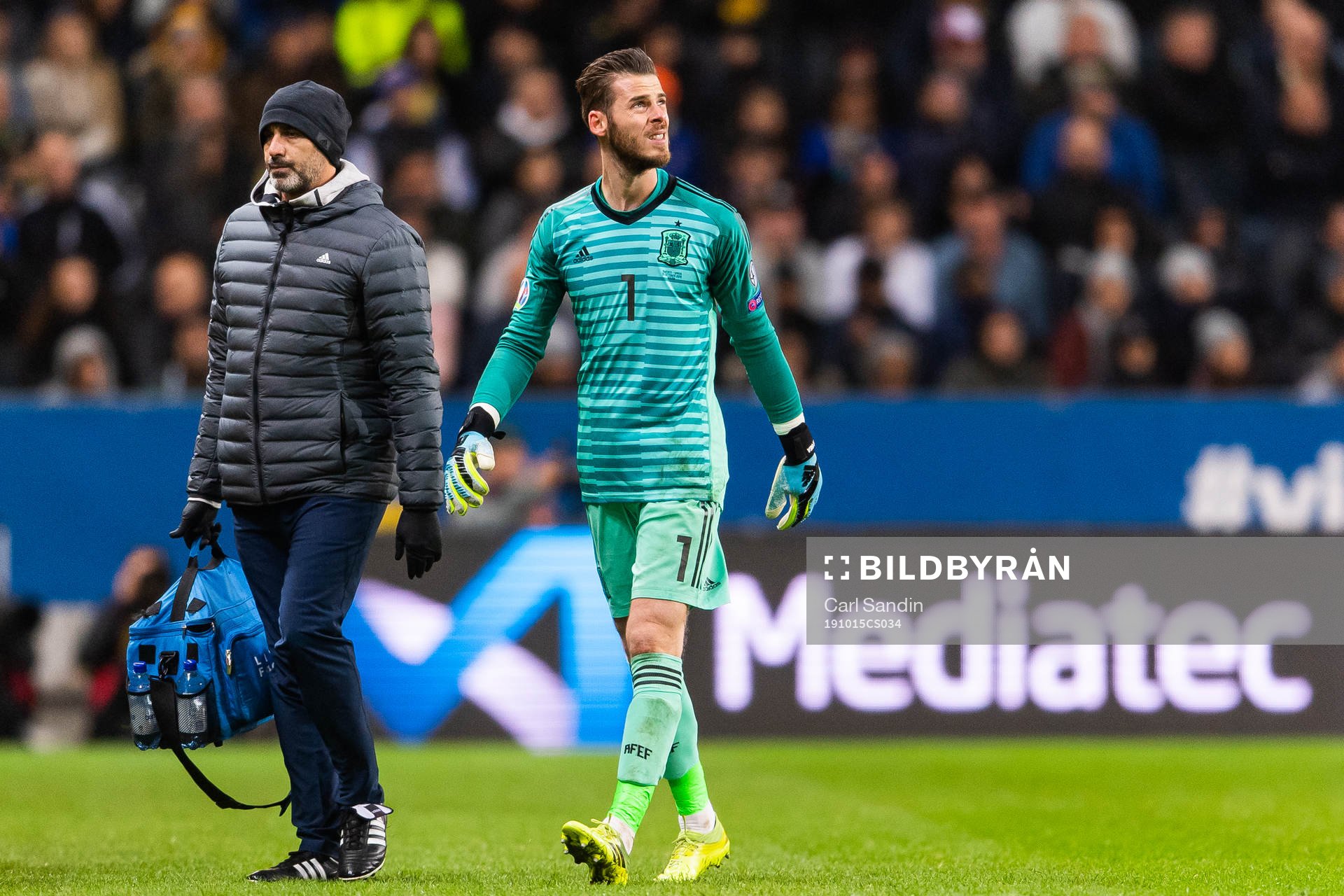 Goalkeeper David de Gea of Spain is substituted