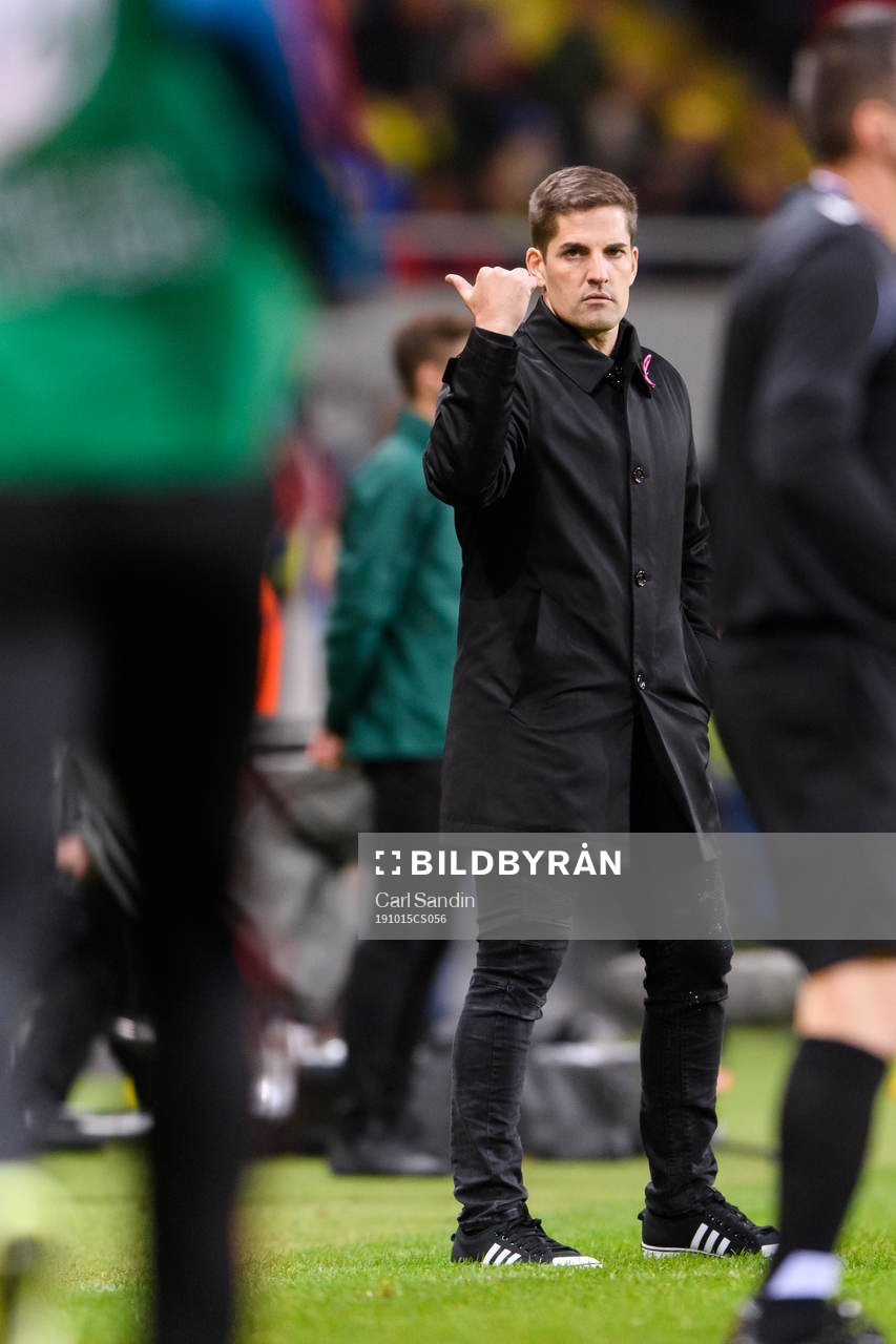 Robert Moreno, head coach of Spain, during the UEFA Euro Qualifier football match between Sweden and Spain on October 15, 2019 in Stockholm.