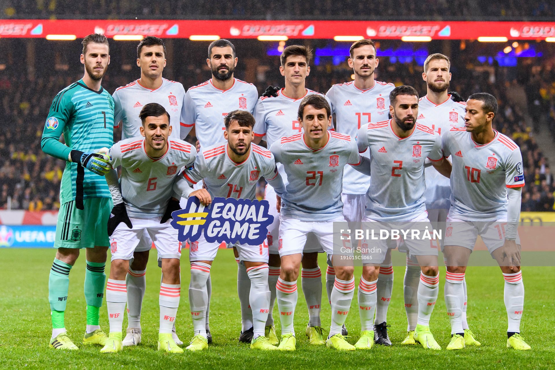 Goalkeeper David de Gea, Rodri, Raul Albiol, Gerard Moreno,