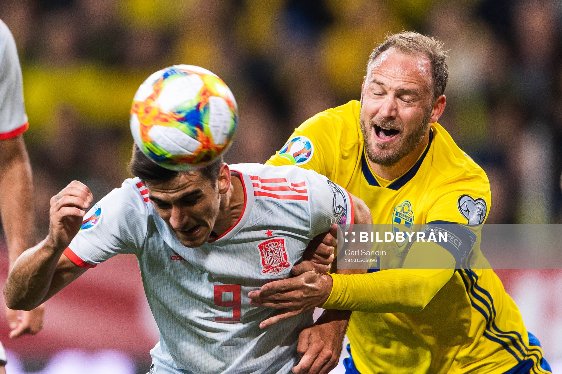 Gerard Moreno of Spain and Andreas Granqvist of Sweden