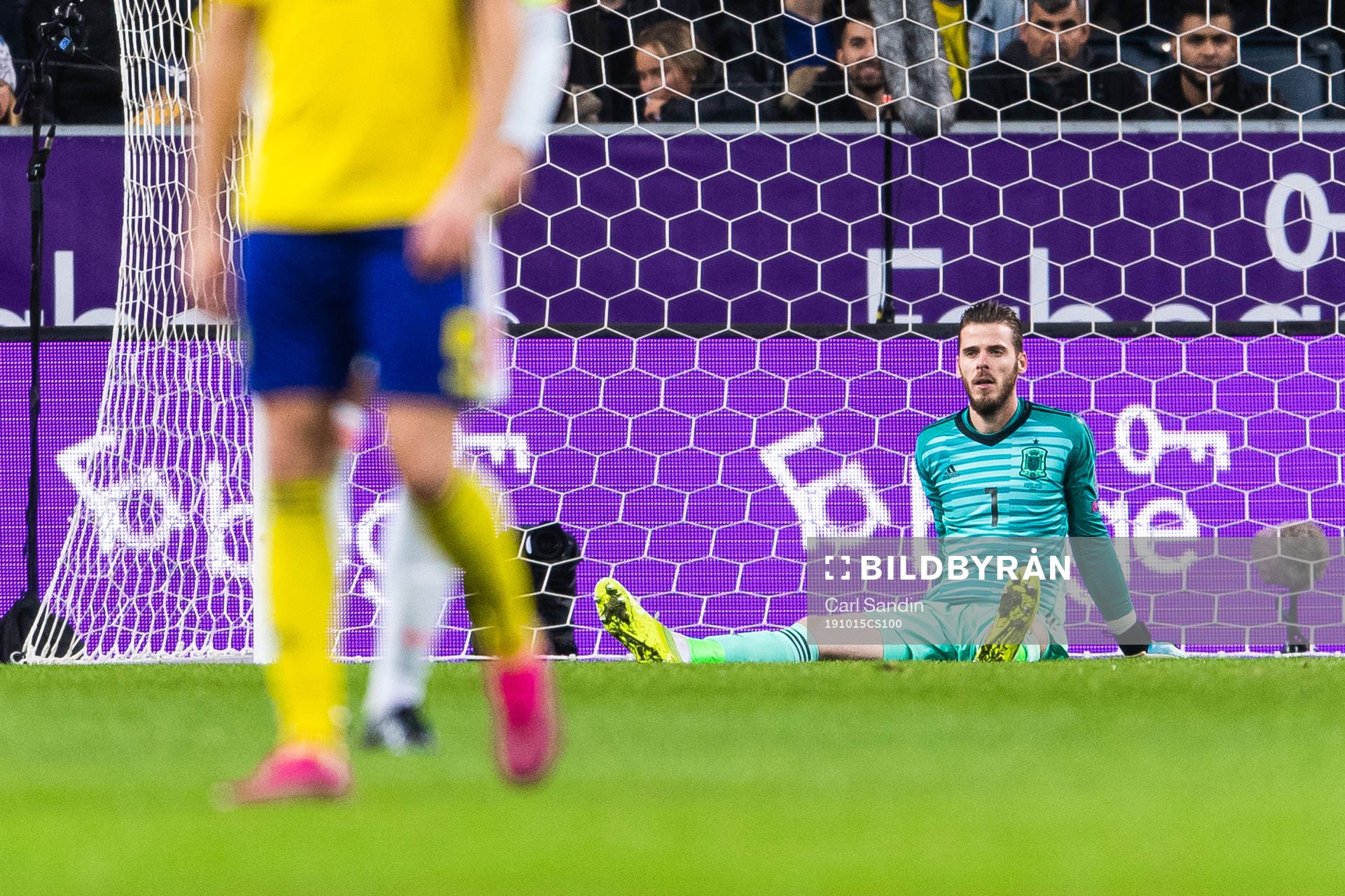 Goalkeeper David de Gea of Spain sits down