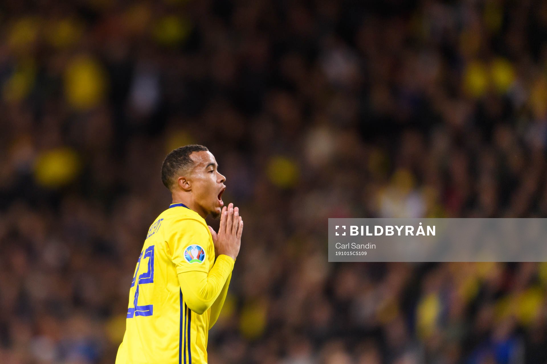 Robin Quaison of Sweden looks dejected