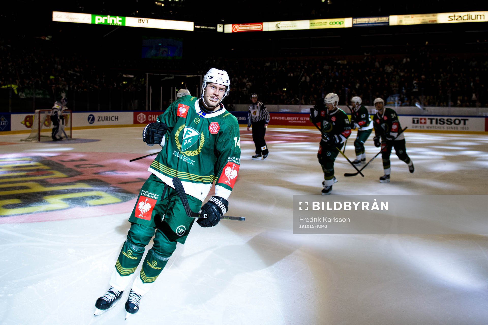 Victor Ejdsell of Färjestad celebrates