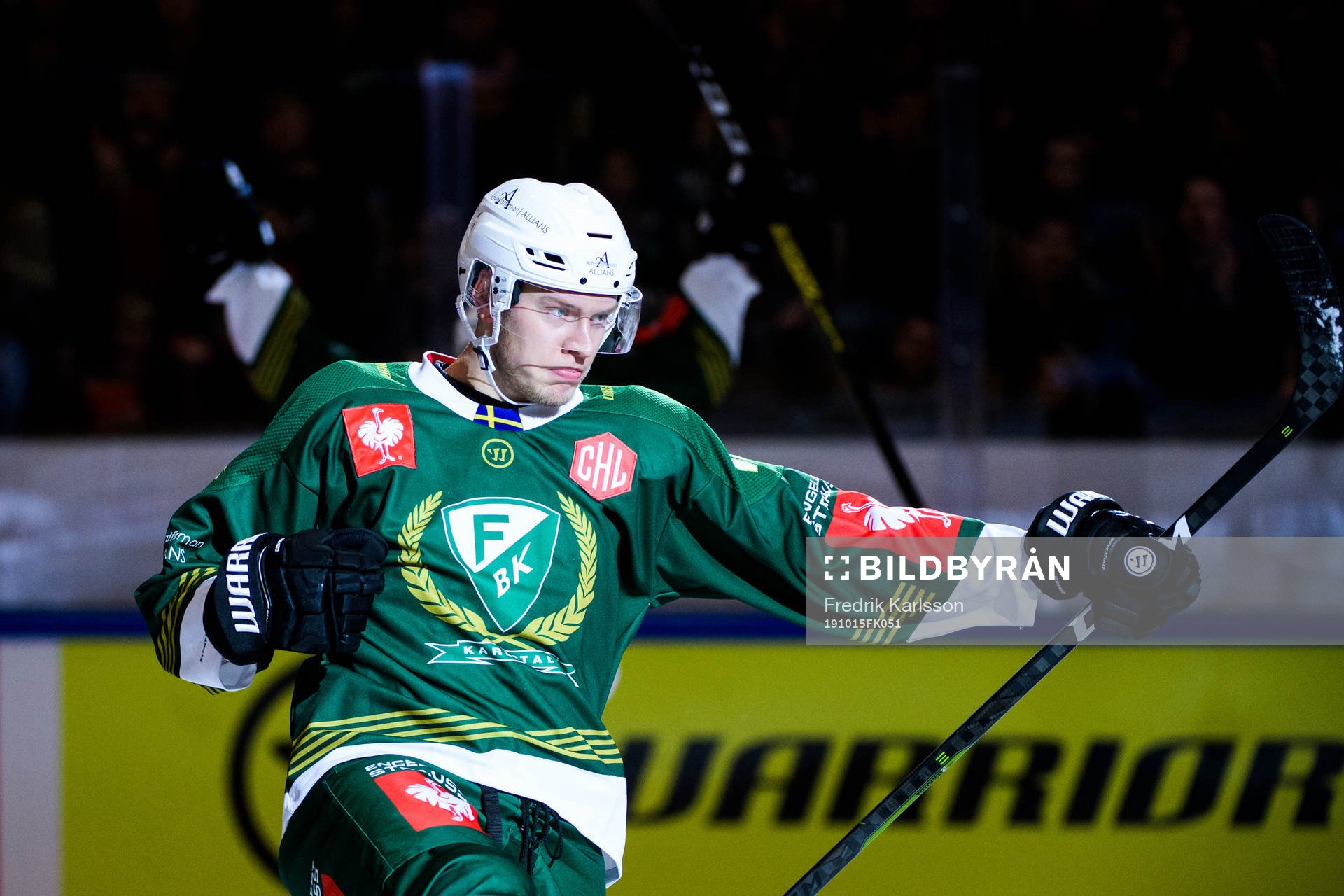 Victor Ejdsell of Färjestad celebrates