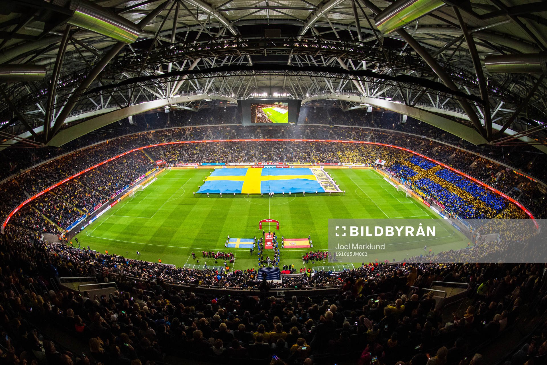 Players of Sweden and of Spain enter Friends Arena