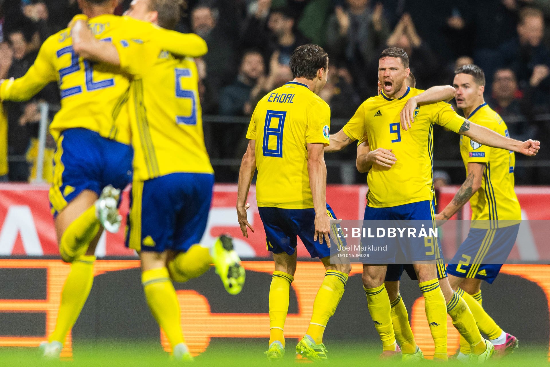 Marcus Berg of Sweden celebrates scoring 1-0