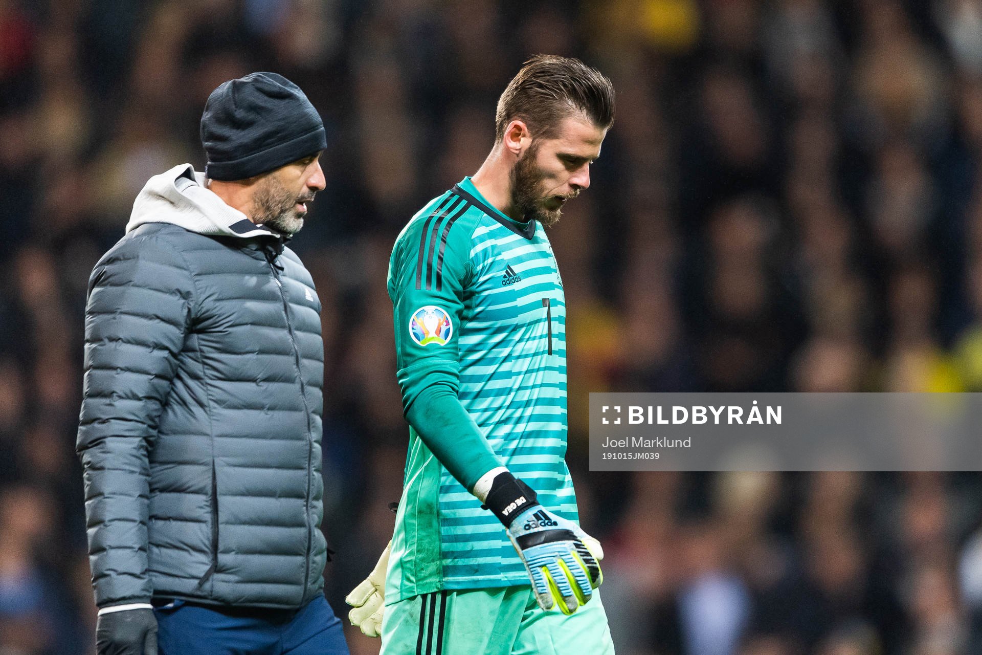 goalkeeper David de Gea of Spain leaves the pitch