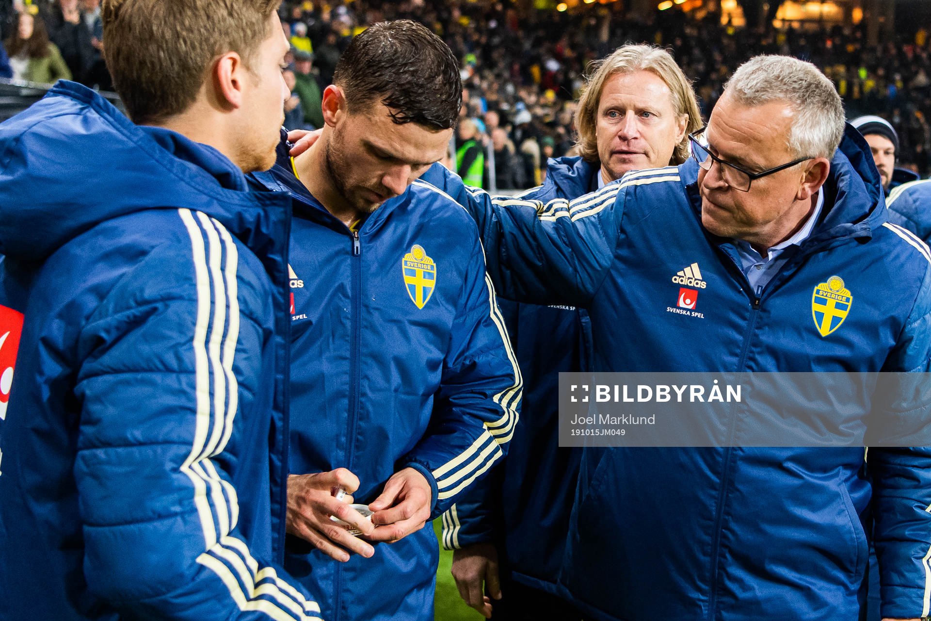 Marcus Berg and Janne Andersson, head coach of Sweden look