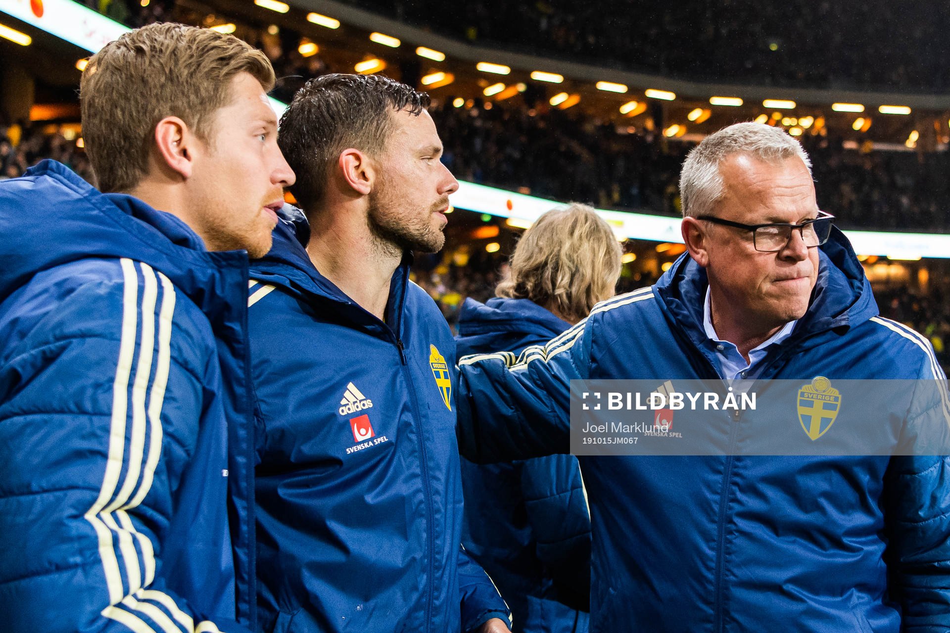 Marcus Berg and Janne Andersson, head coach of Sweden look