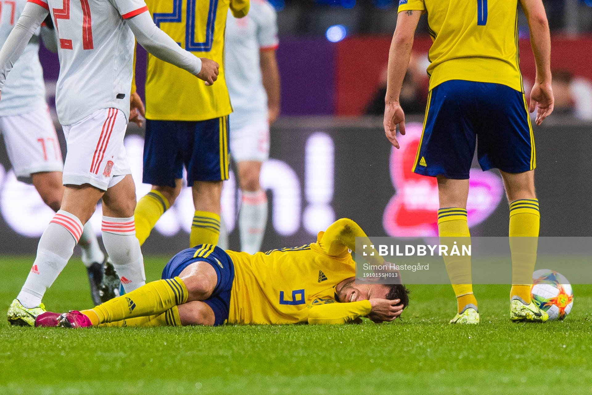 Marcus Berg of Sweden in pain