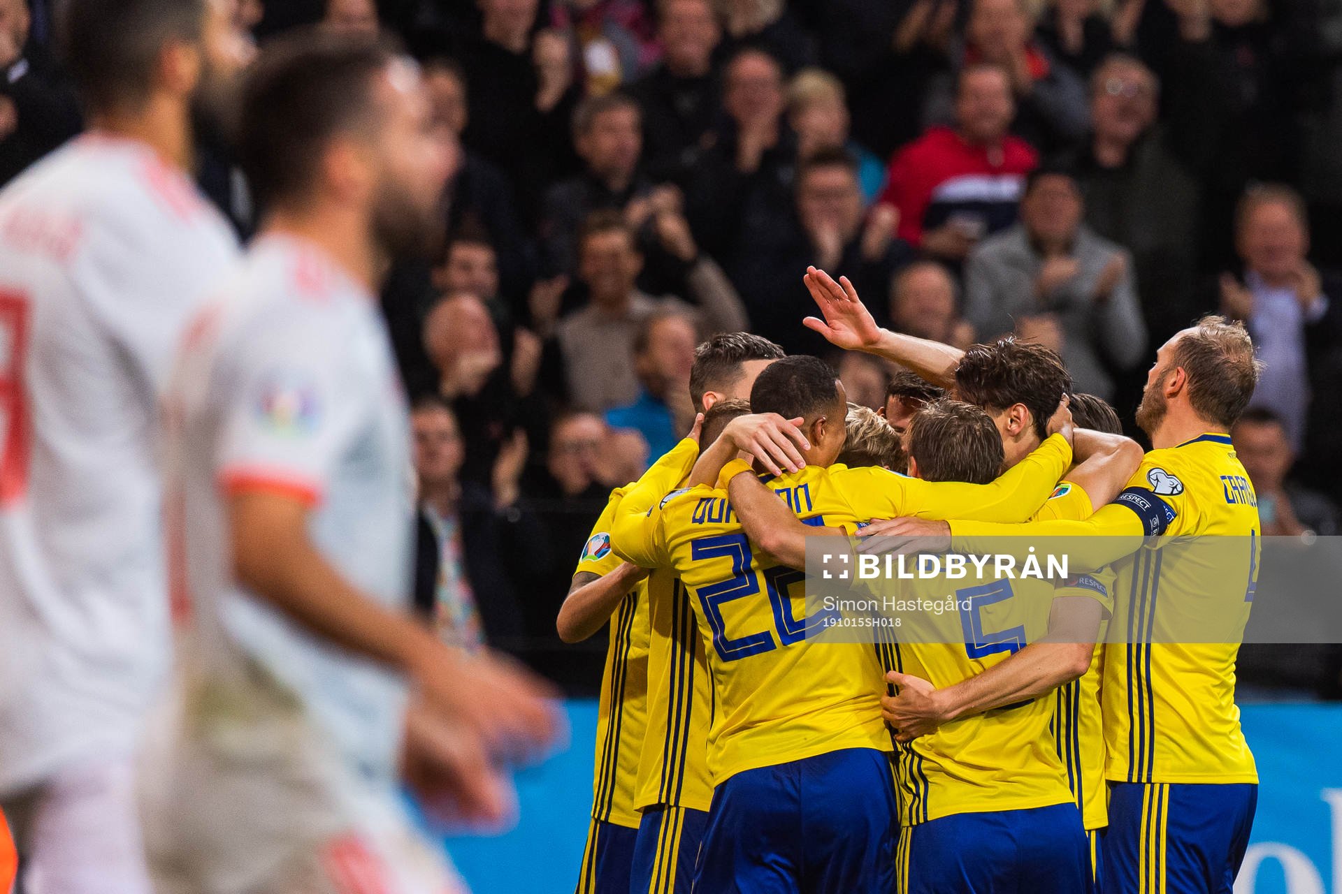 Marcus Berg of Sweden celebrates with team mates