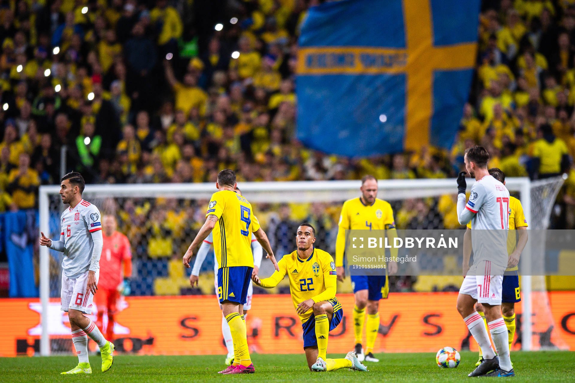 Robin Quaison of Sweden looks dejected
