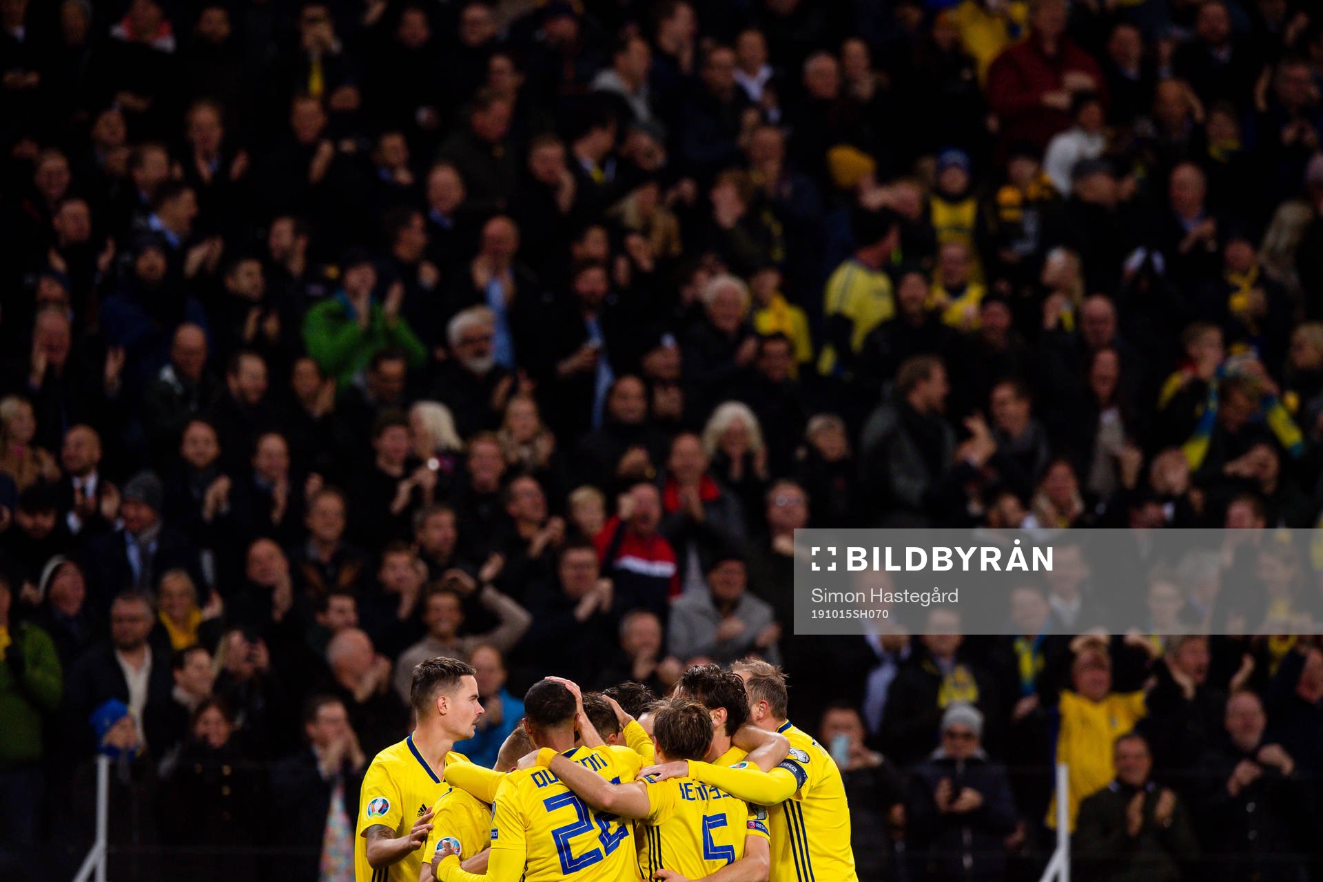 Players of Sweden celebrate the 1-0 goal by Marcus Berg