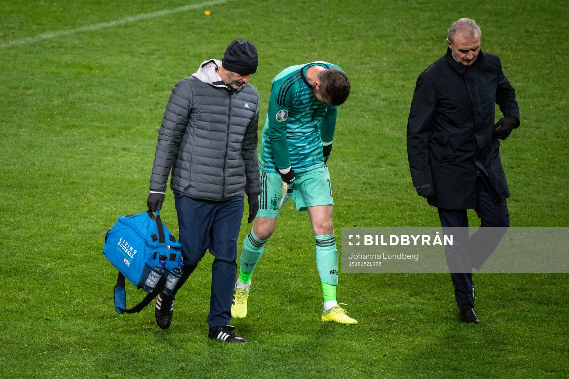 goalkeeper David de Gea of Spain leaves the field
