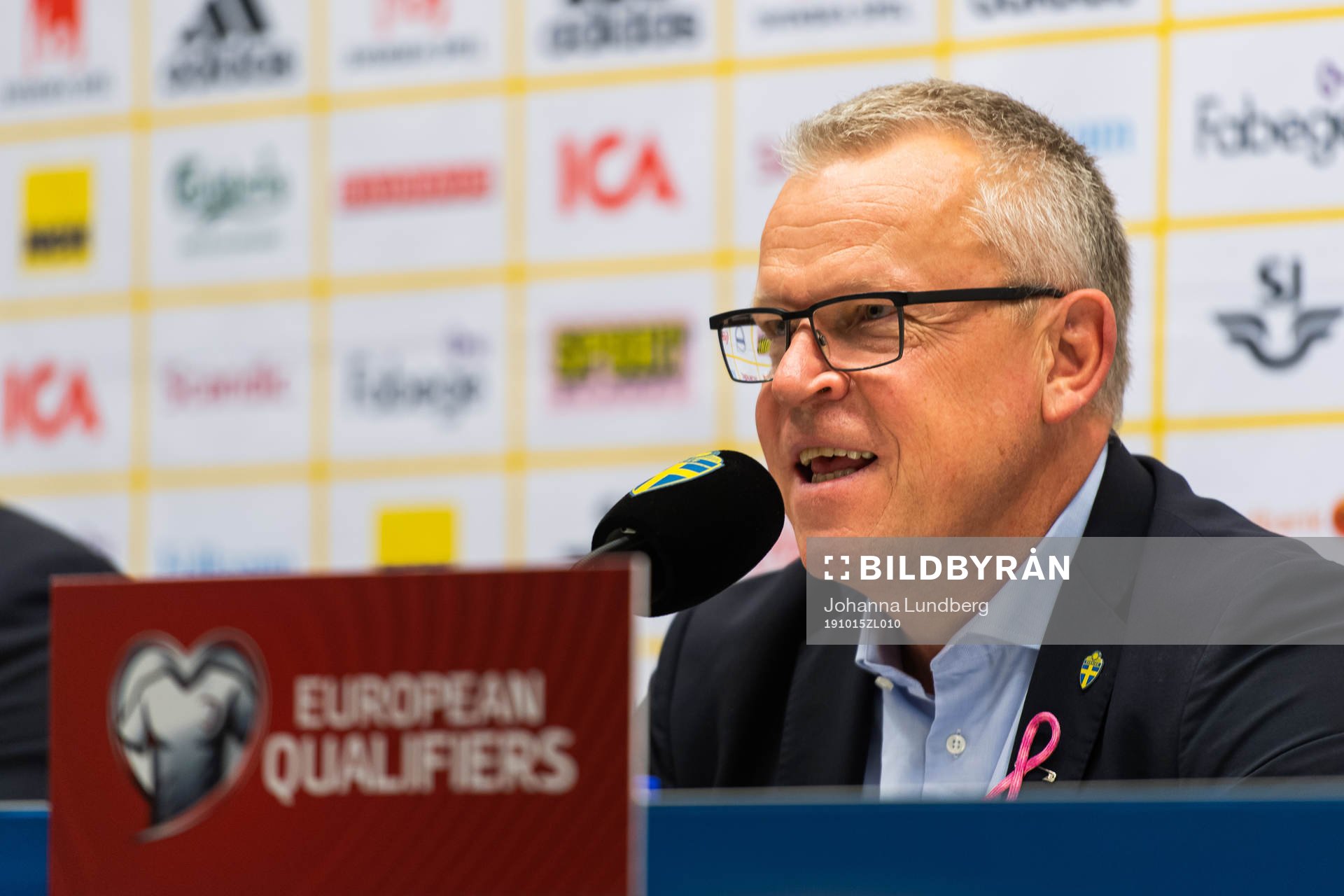 Janne Andersson, head coach of Sweden at the press