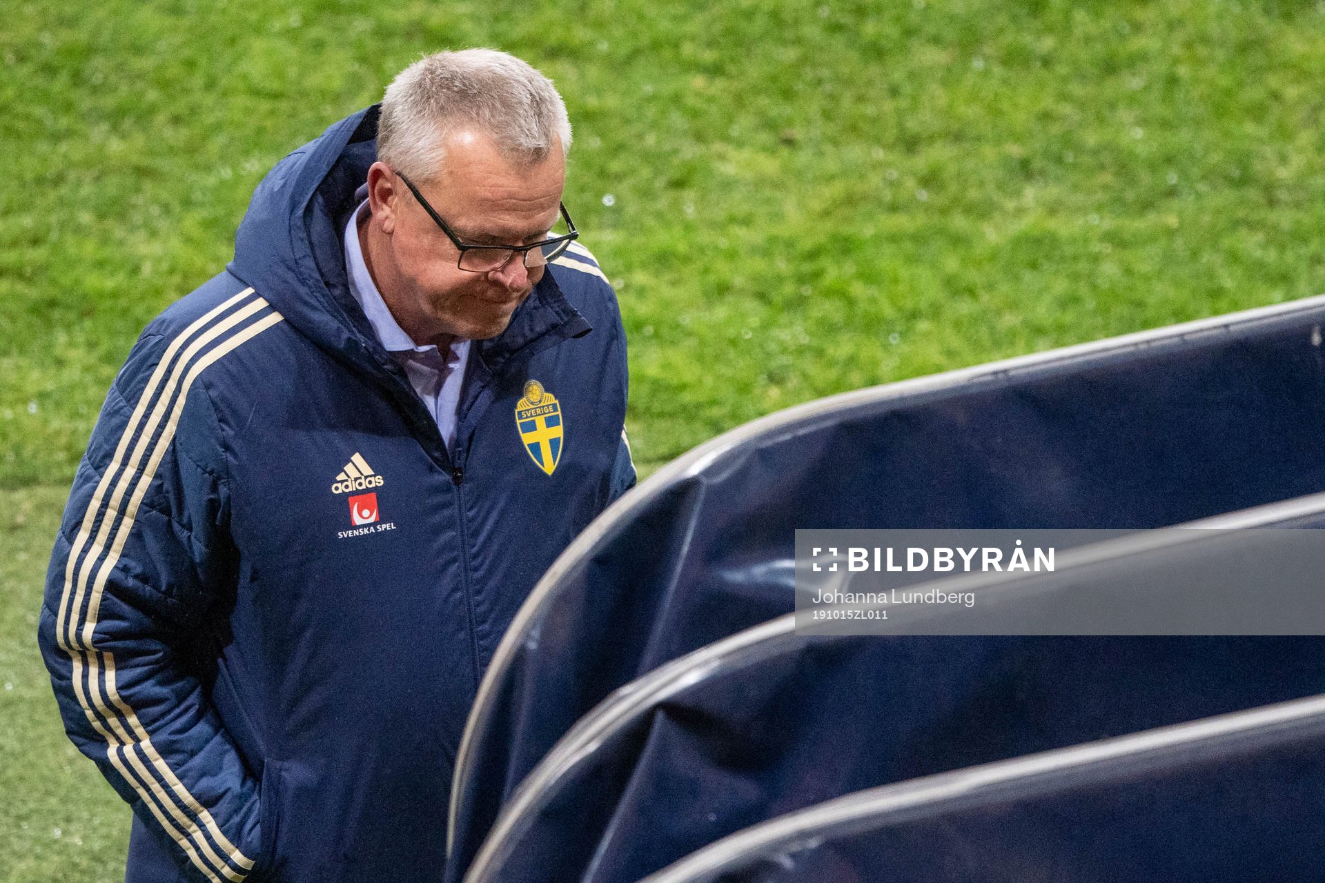 Janne Andersson, head coach of Sweden looks dejected