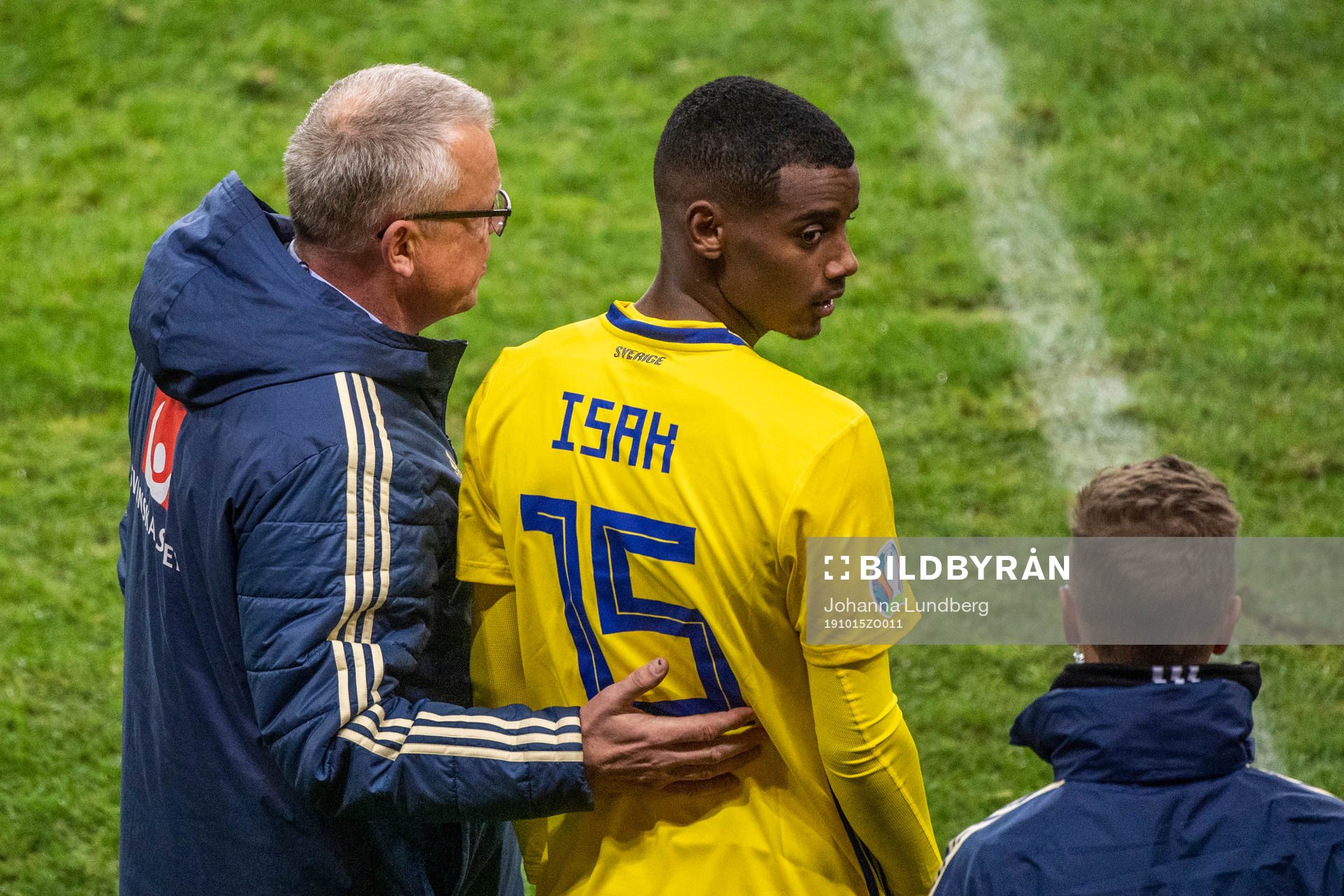 Janne Andersson, head coach of Sweden and Alexander Isak of