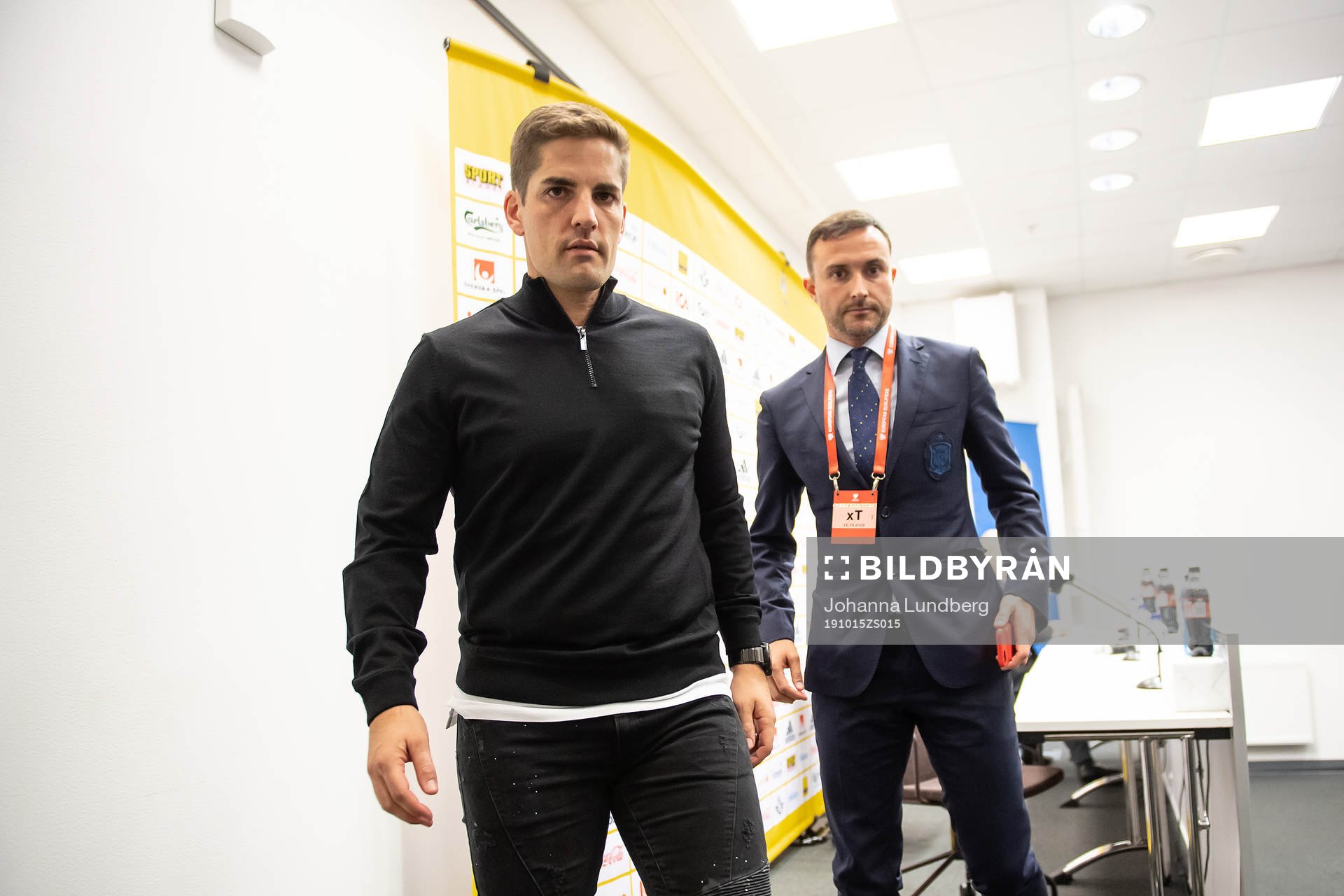 Robert Moreno, head coach of Spain, during a press conference after the UEFA Euro Qualifier football match between Sweden and Spain on October 15, 2019 in Stockholm.