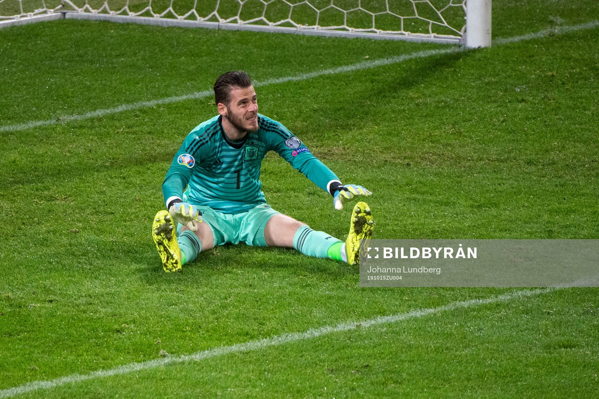 goalkeeper David de Gea of Spain is injured