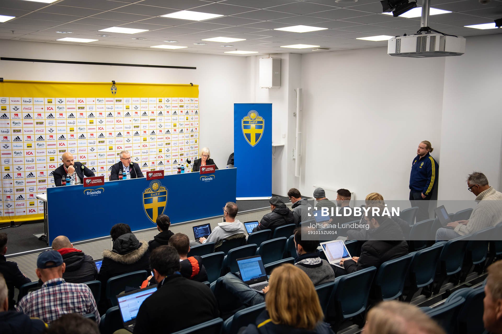 Janne Andersson, head coach of Sweden at the press