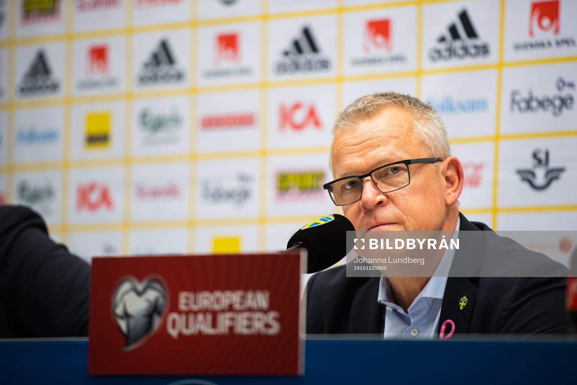 Janne Andersson, head coach of Sweden at the press