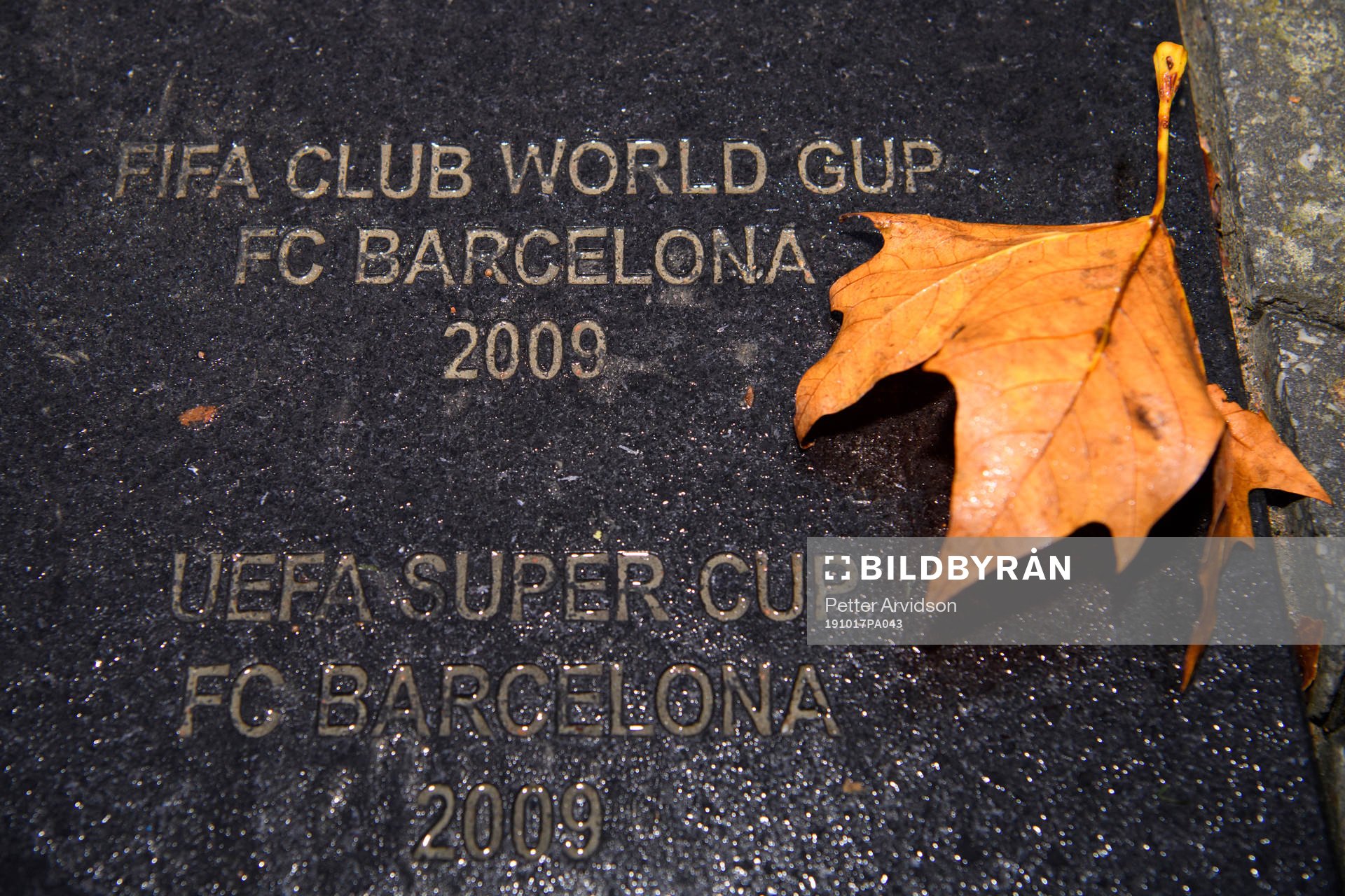 Misspellings beside the statue of Zlatan Ibrahimovic