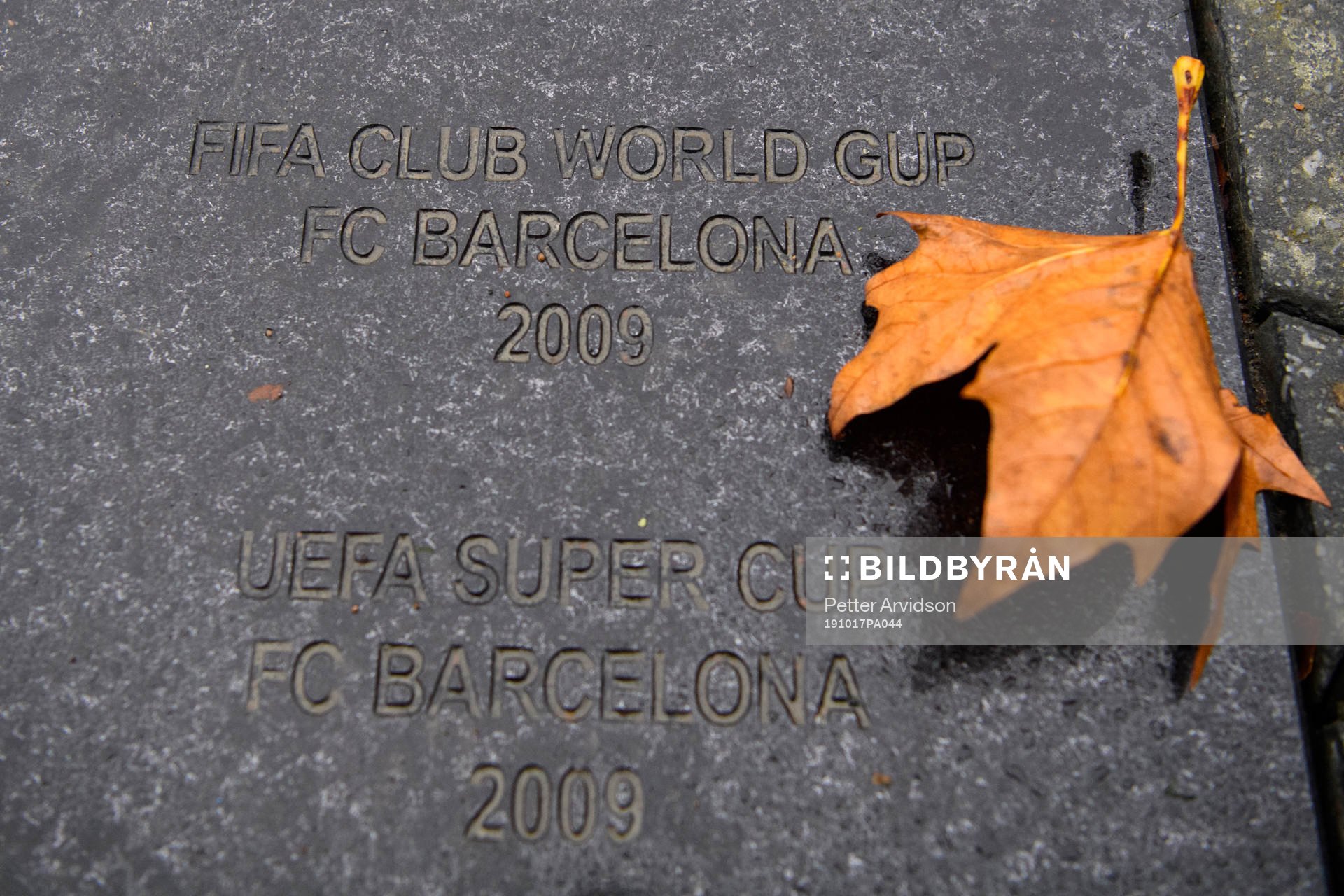 Misspellings beside the statue of Zlatan Ibrahimovic