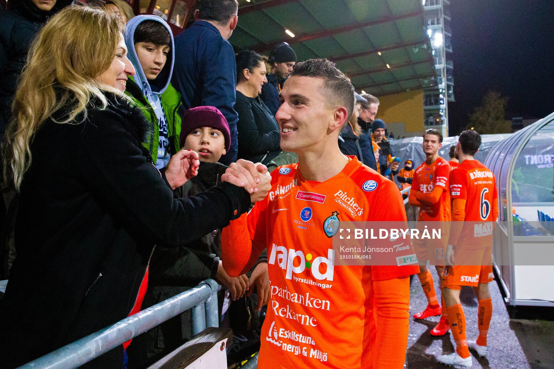 AFC Eskilstunas Adnan Kojic jublar efter fotbollsmatchen i Allsvenskan mellan AFC Eskilstuna och GIF Sundsvall den 18 oktober 2019 i Eskilstuna.