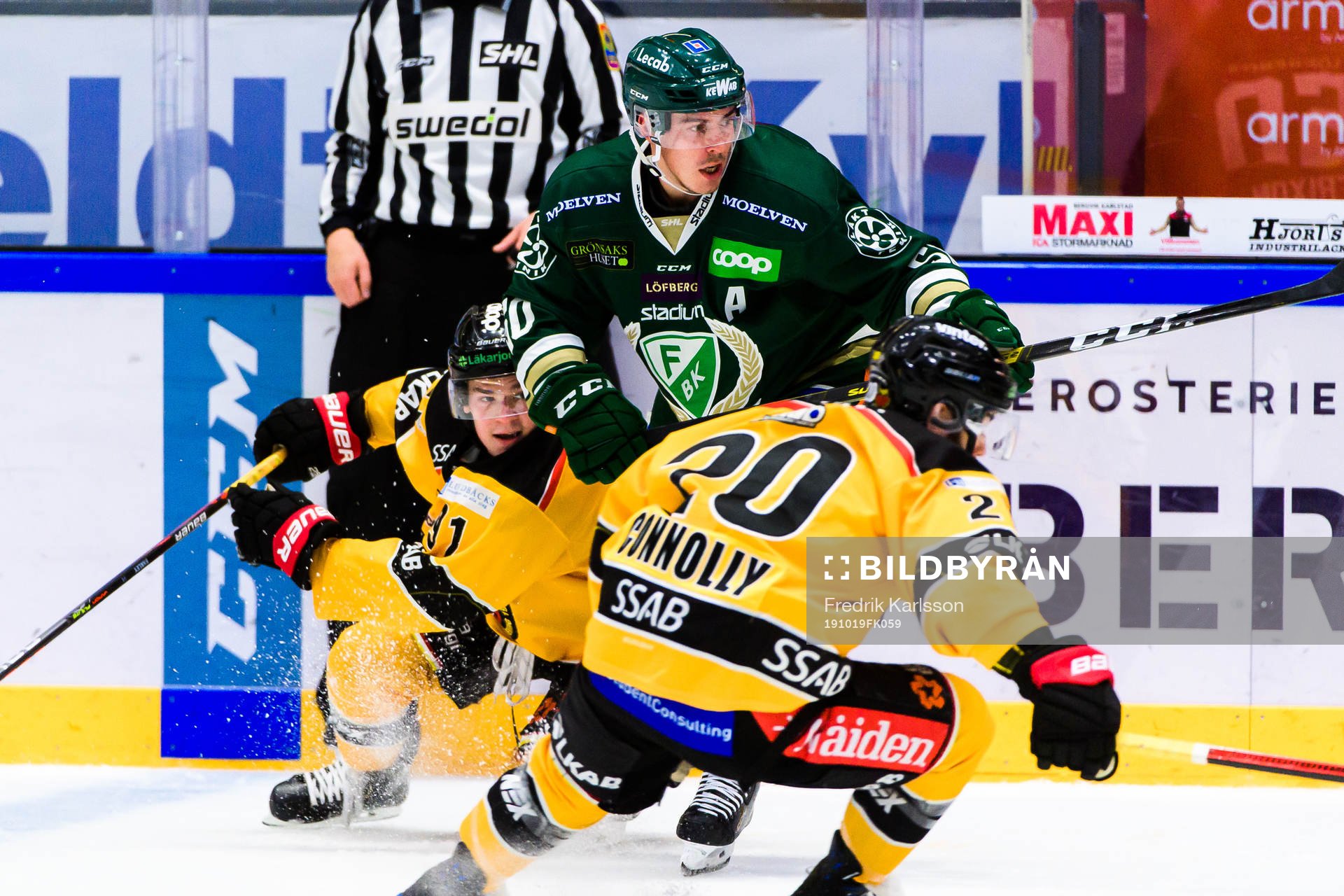 Luleås Austin Farley och Färjestads Sebastian Erixon