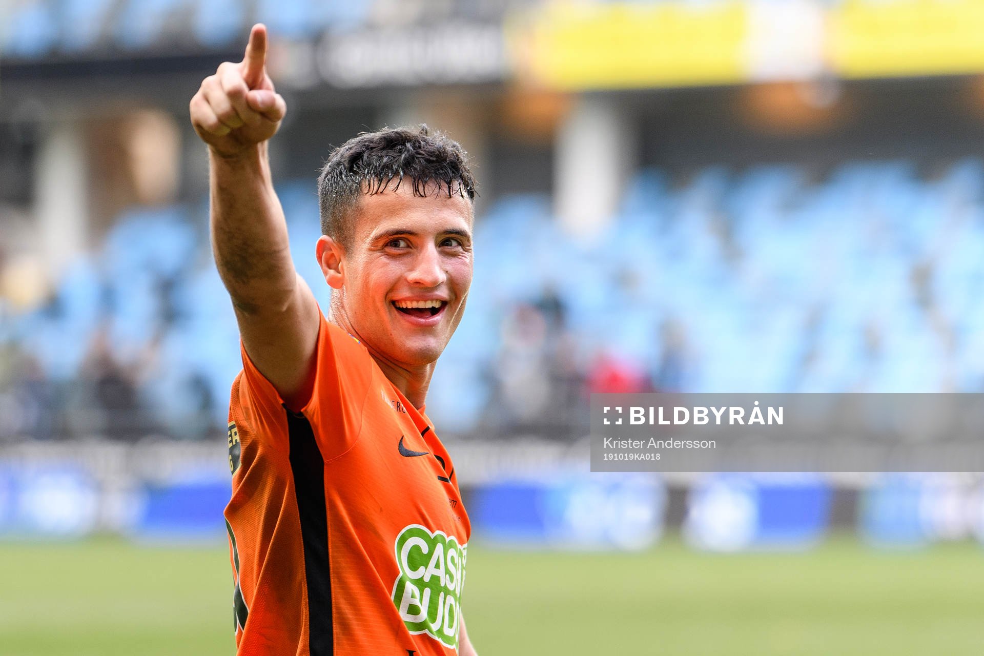 Varbergs Astrit Seljmani efter fotbollsmatchen i Superettan mellan GAIS och Varberg den 19 oktober 2019 i Göteborg.