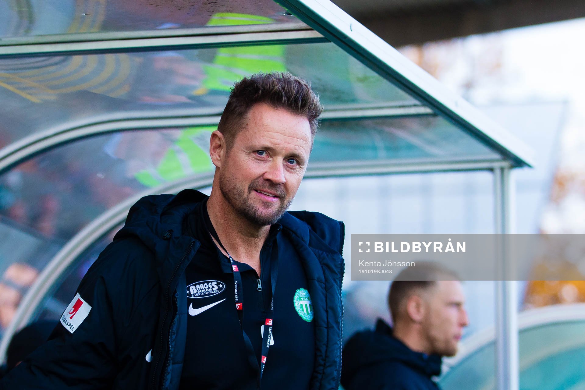 Västerås tränare Peter Markstedt inför fotbollsmatchen i Superettan mellan Västerås och Mjällby den 19 oktober 2019 i Västerås. 