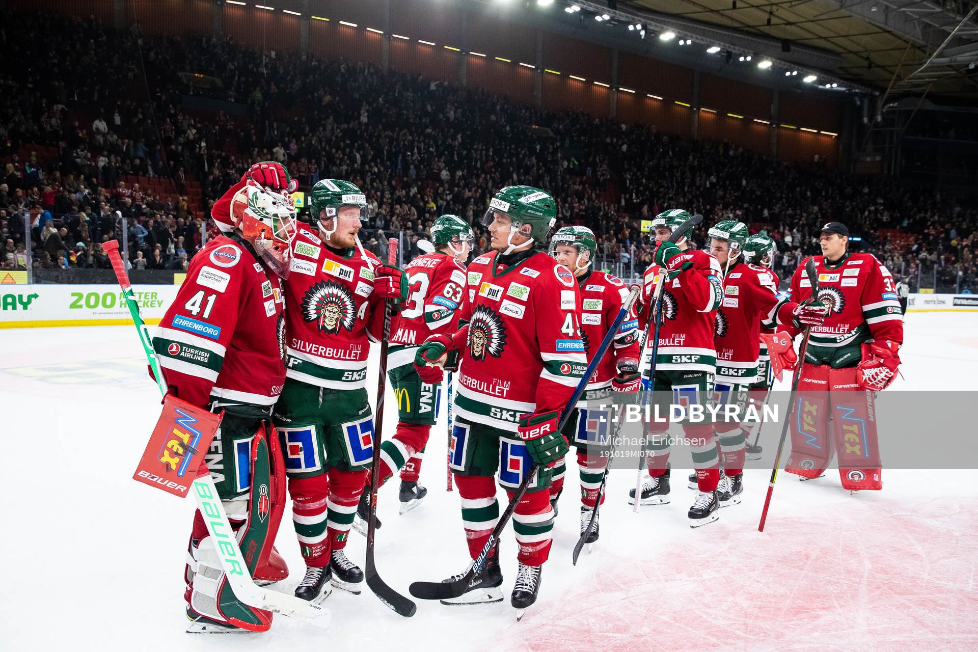 Frölundas målvakt Niklas Rubin, David Printz och Rhett
