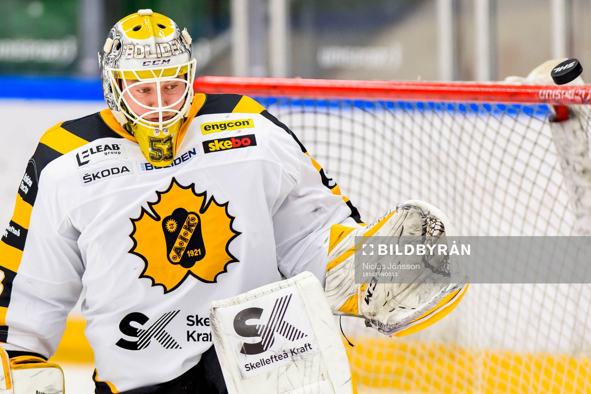 Skellefteås målvakt Oskar Östlund innan ishockeymatchen