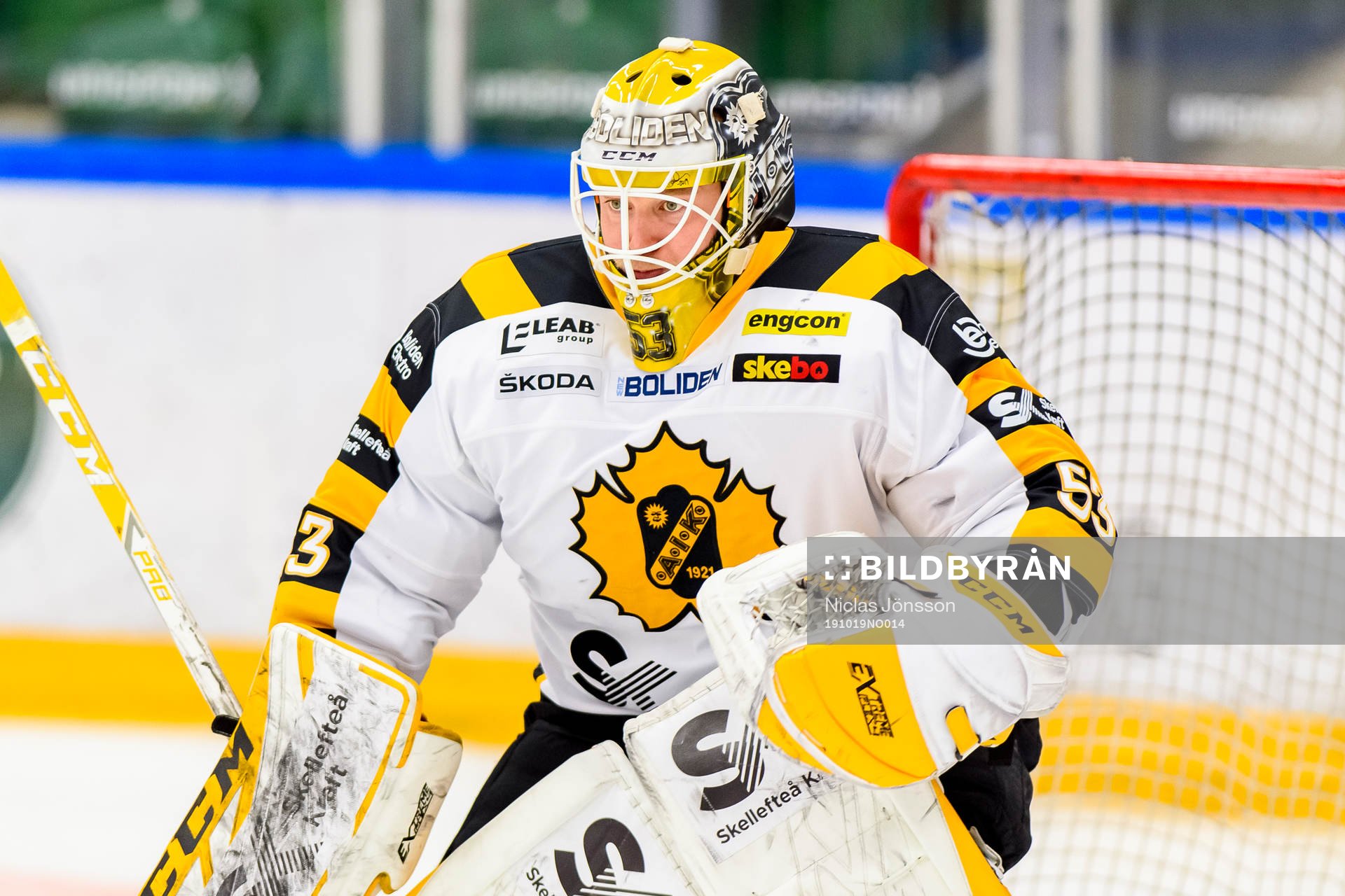 Skellefteås målvakt Oskar Östlund innan ishockeymatchen
