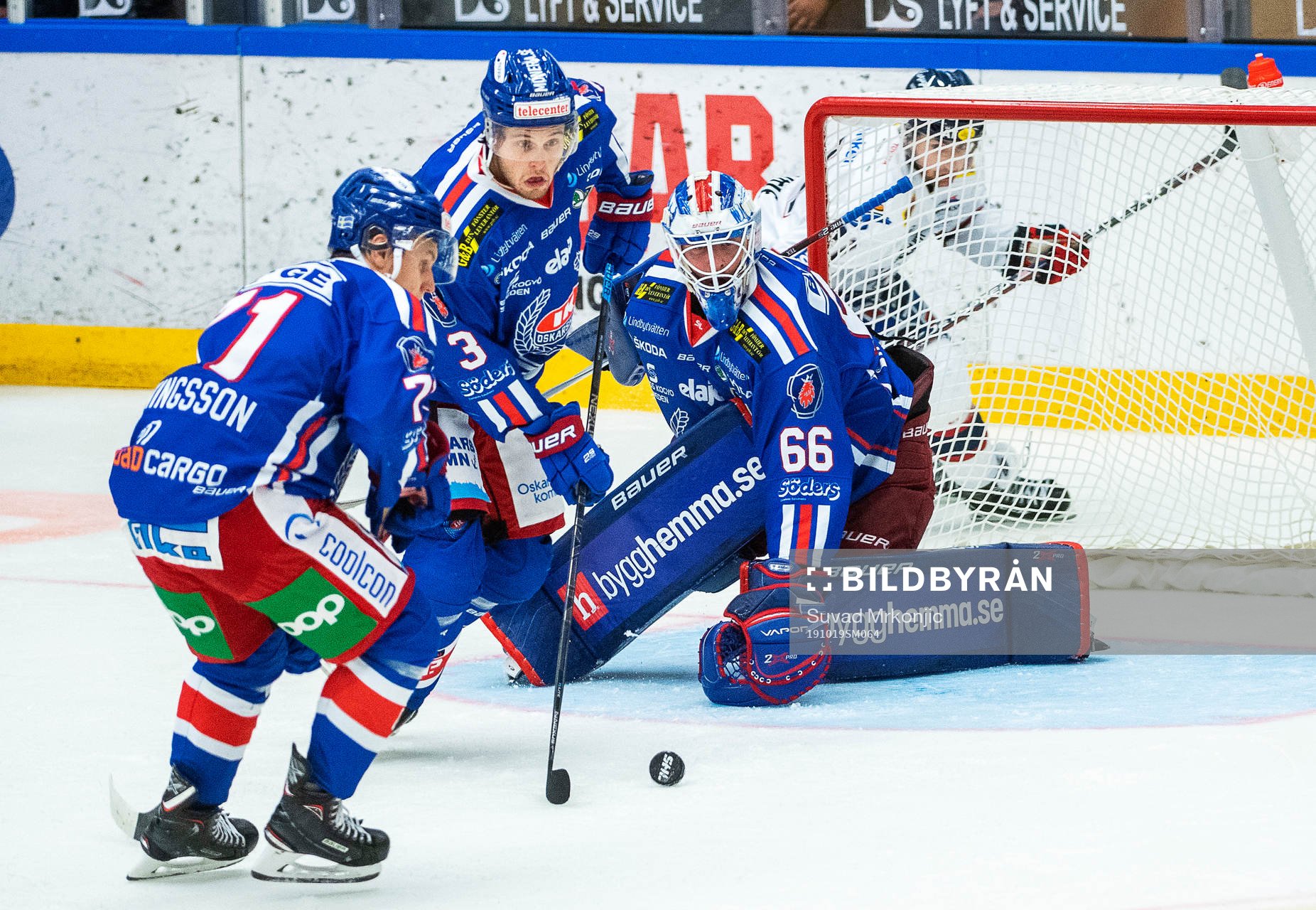 Oskarshamns målvakt Tex Williamsson, Pontus Näsén och