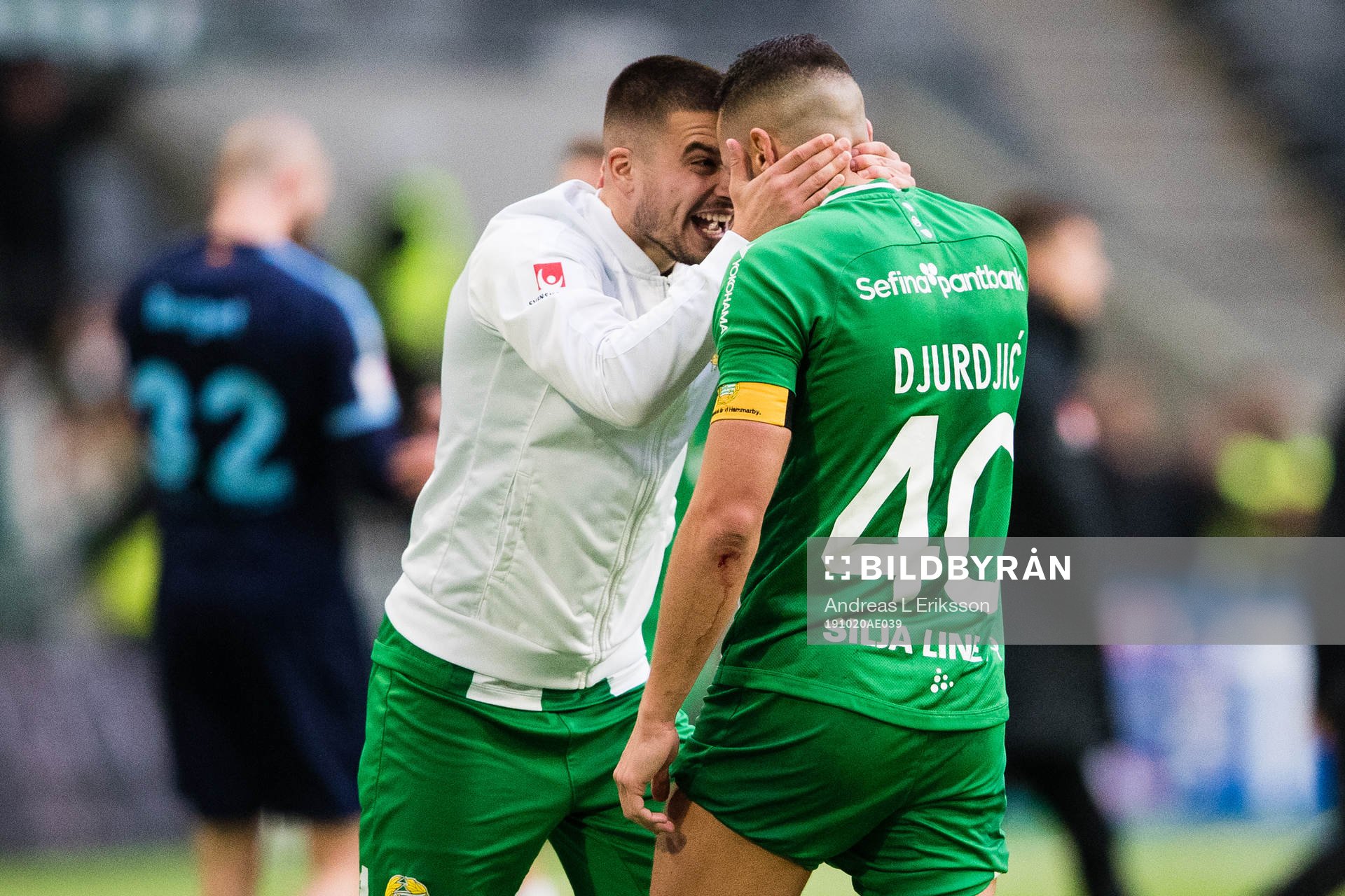 Hammarbys Vladimir Rodic och Nikola Djurdjic jublar