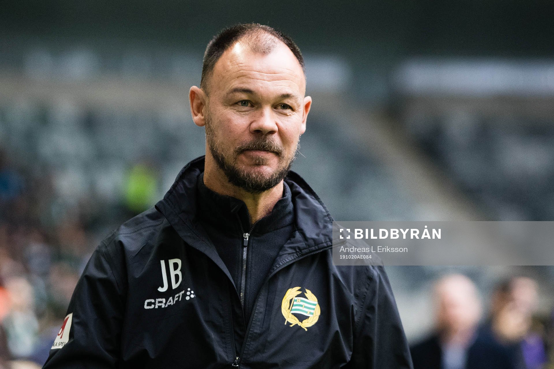 Hammarbys assisterande tränare Joachim Björklund innan fotbollsmatchen i Allsvenskan mellan Hammarby och Malmö FF den 20 oktober 2019 i Stockholm.