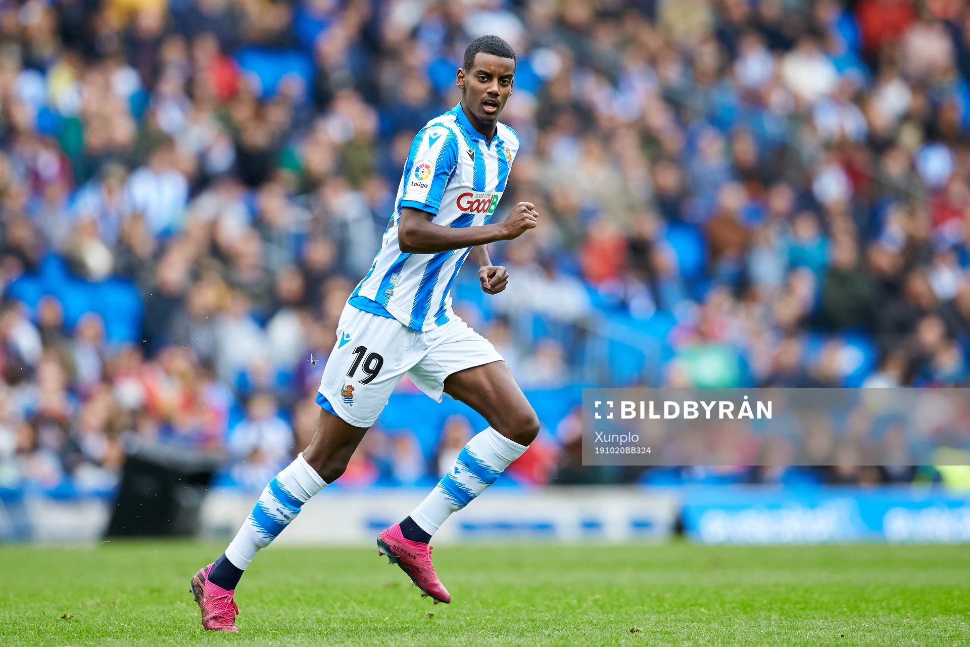Alexander Isak during the La Liga match between Real Sociedad and Real Betis Balompie on October 20, 2019 in San Sebastian, Spain. 