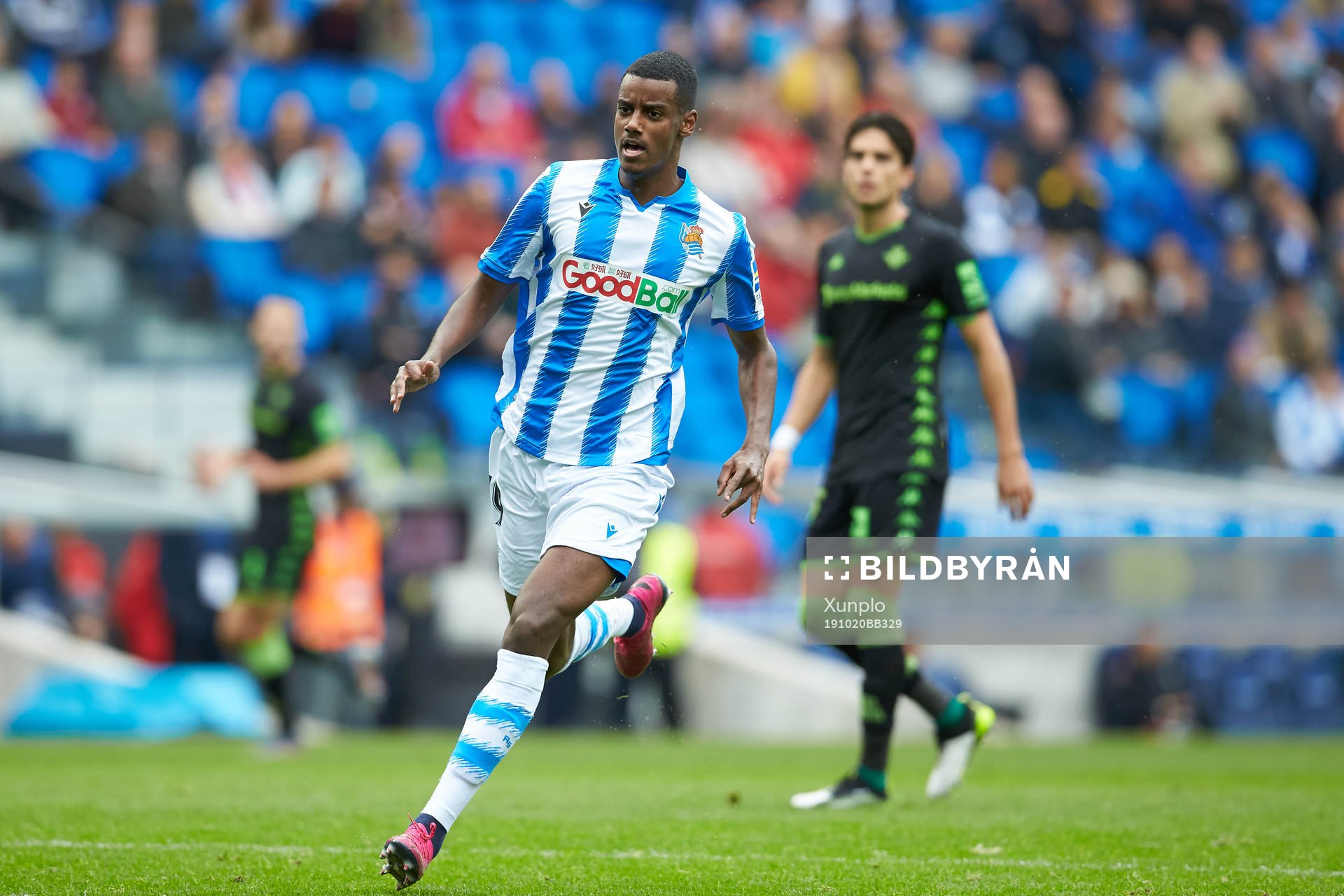 Alexander Isak during the La Liga match between Real Sociedad and Real Betis Balompie on October 20, 2019 in San Sebastian, Spain. 