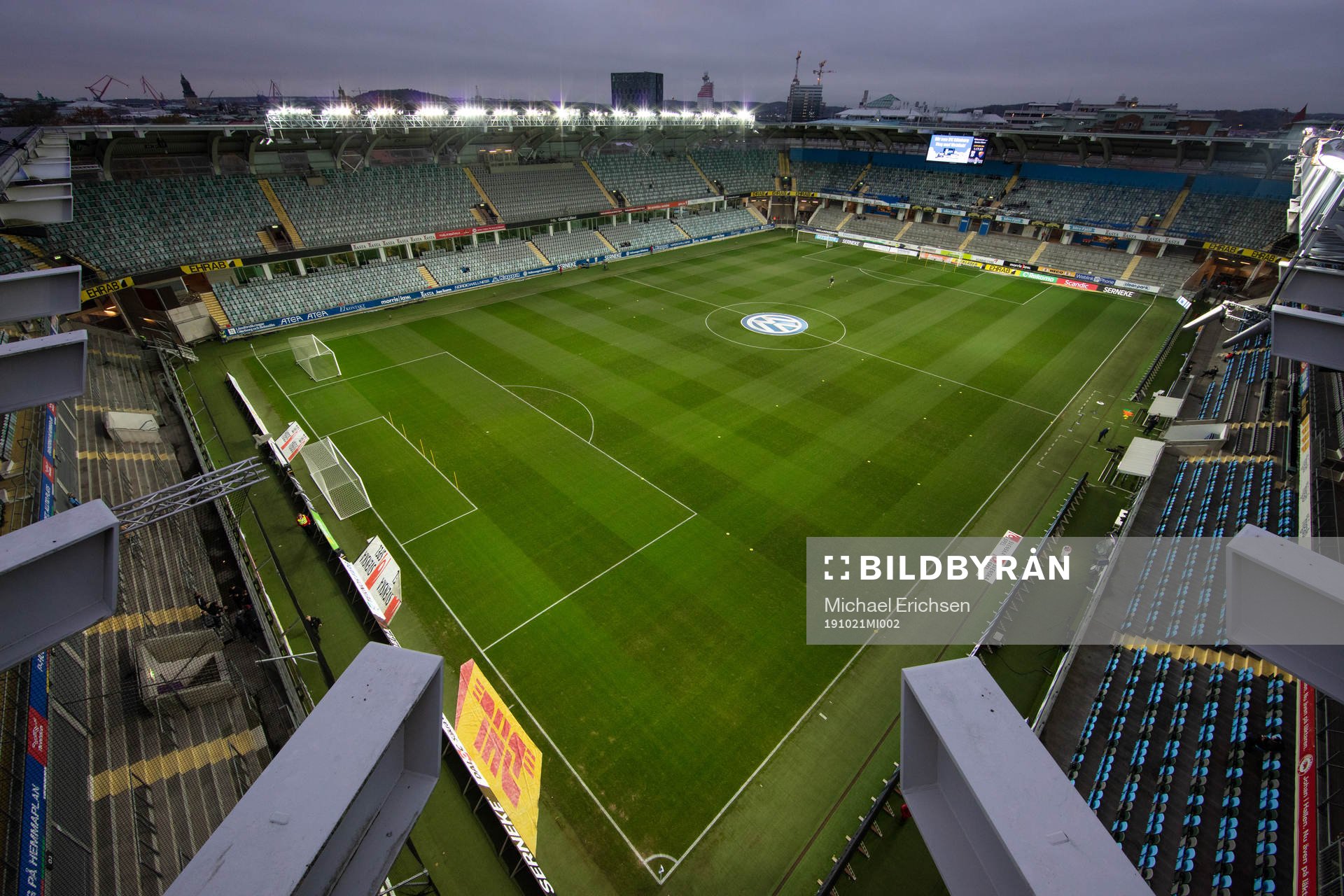 Vy över Gamla Ullevi innan fotbollsmatchen i Allsvenskan