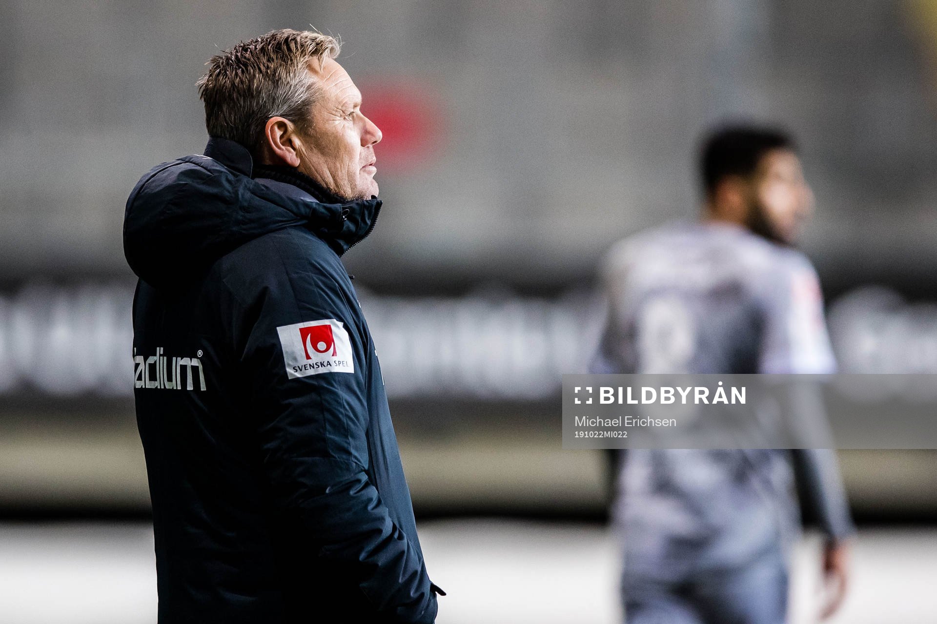 Örgrytes tränare Thomas Askebrand under fotbollsmatchen i Superettan mellan Örgryte och Degerfors den 22 oktober 2019 i Göteborg.