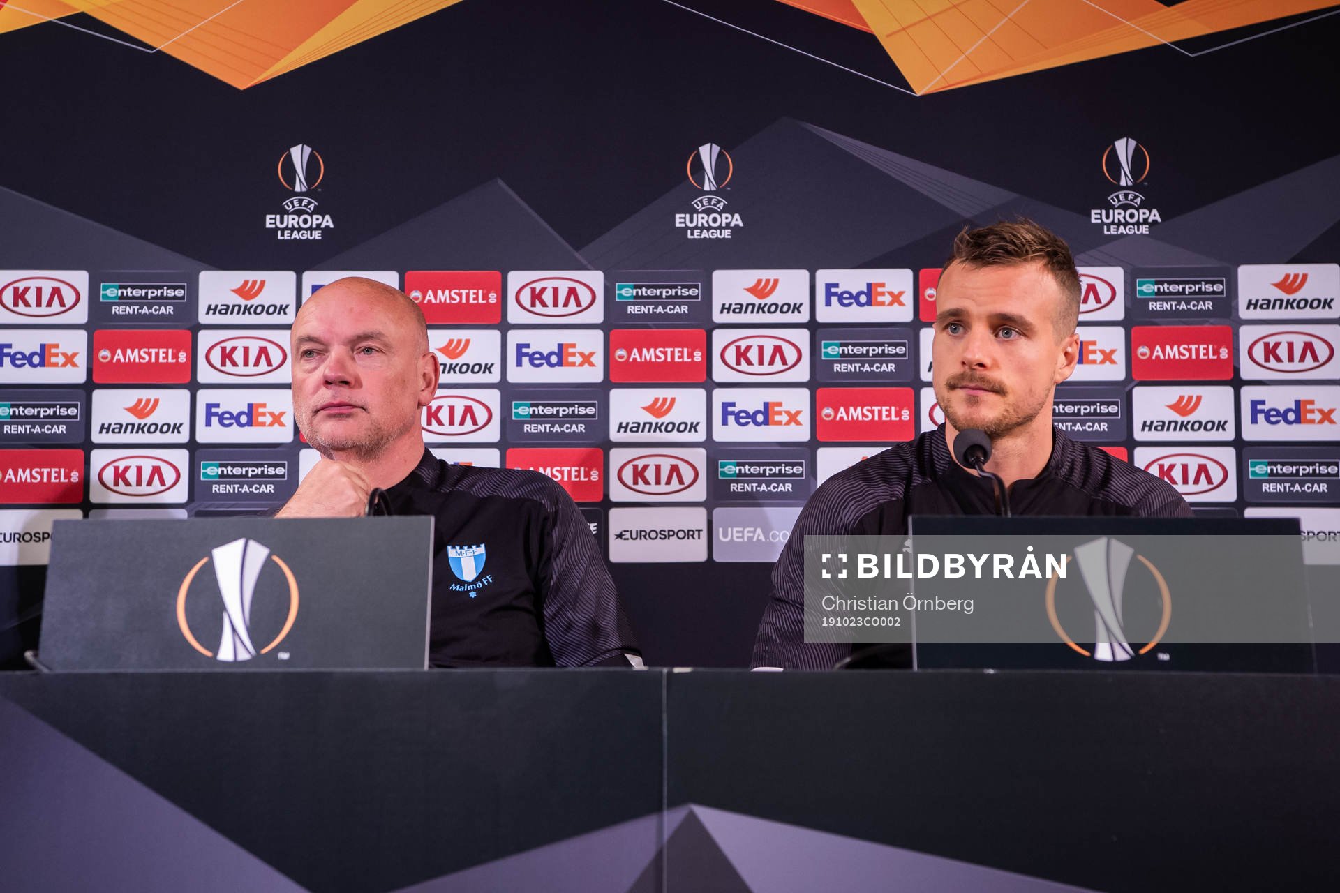 Eric Larsson and Uwe Rösler, head coach of Malmö FF