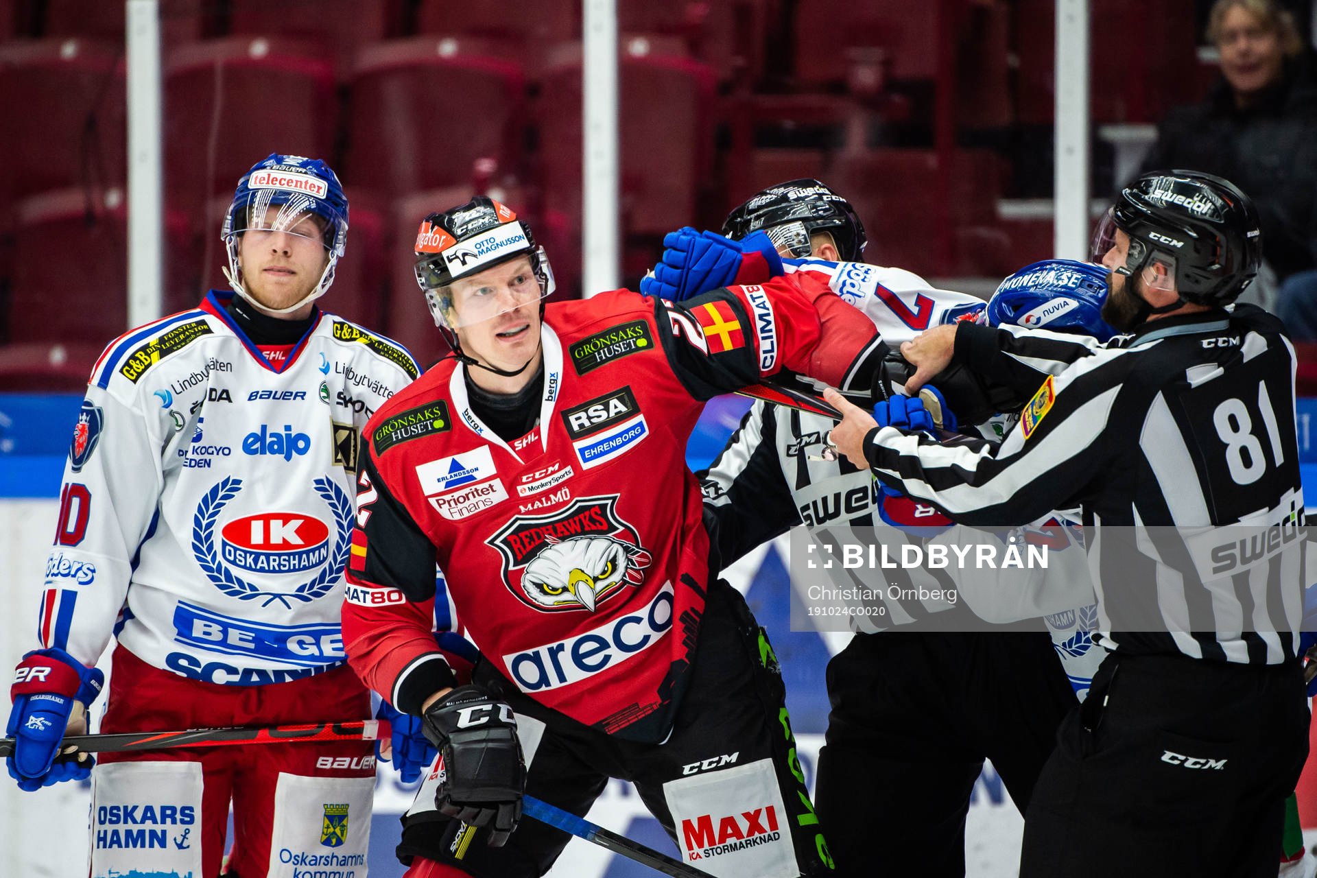 Malmö Redhawks Lars Bryggman och Oskarshamns Isak Pantzare