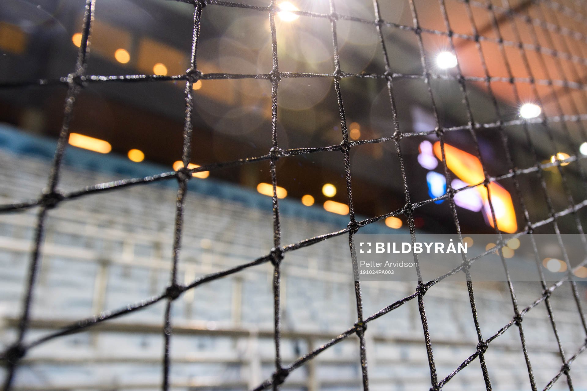 Safety net in front of the stands for Malmö FF supporters