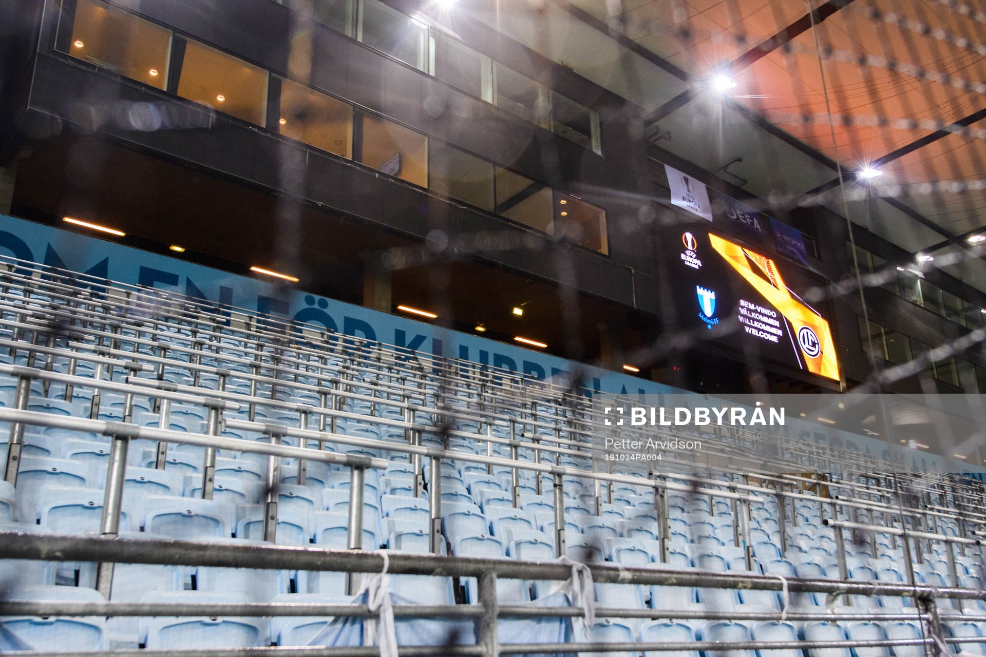 Safety net in front of the stands for Malmö FF supporters