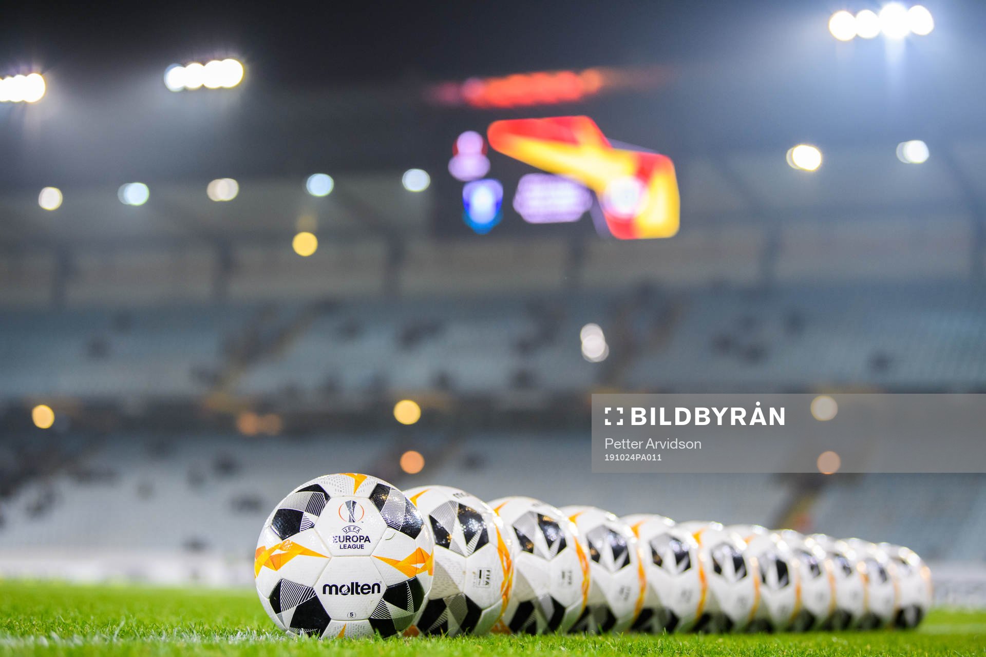 General view of official match balls ahead of the Europa League match between Malmö FF and Lugano on October 24, 2019 in Malmö.