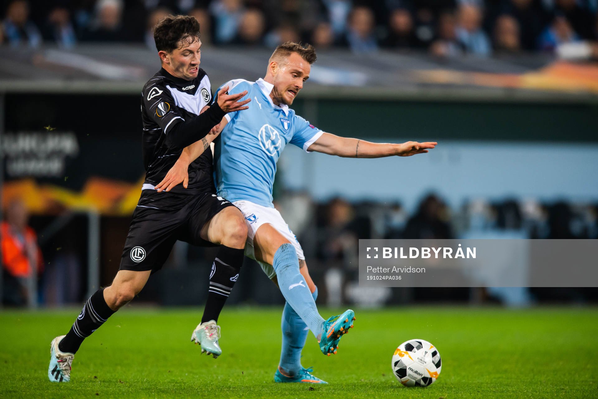 Linus Obexer of Lugano and Eric Larsson of Malmö FF